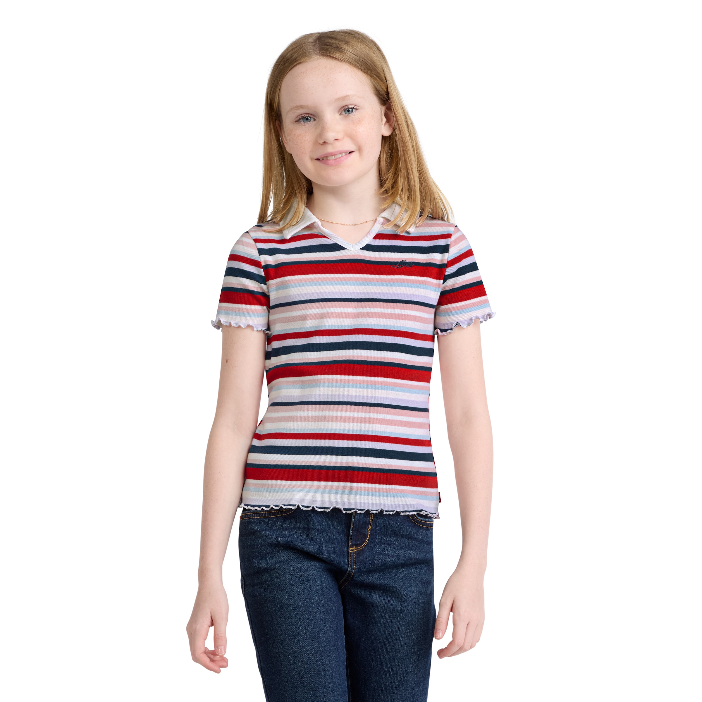 Levi's® Kids Poloshirt »LVG POLO SS KNIT TOP« mit gewellten Abschlüssen, im Streifendessin