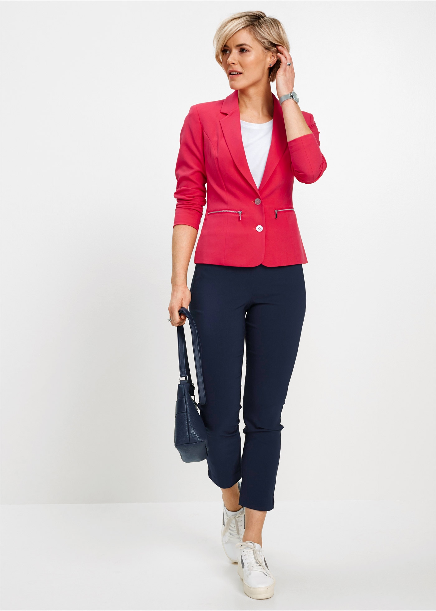 bonprix Pantalon 7/8  mélange de matières élastiques avec viscose, coupe slim fit