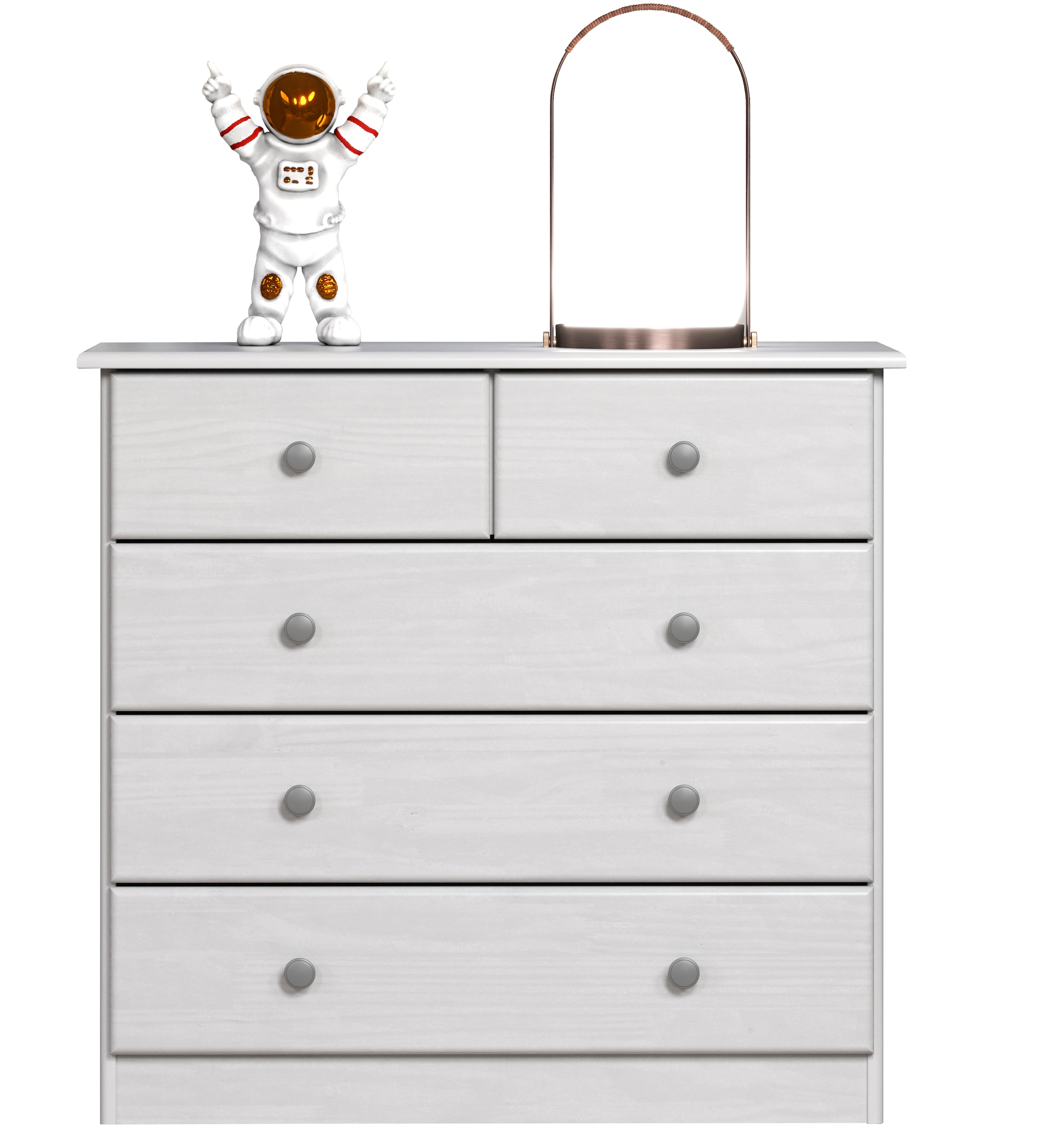 Home affaire Schubkastenkommode »Delsbo Kommode Wäscheschrank Beistellschrank Schrank Bestseller« Landhaus Design aus Kiefernholz, 1 Stk. tlg. Massivholz Sideboard mit 5 Schubladen - Metall-Knopfgriffe