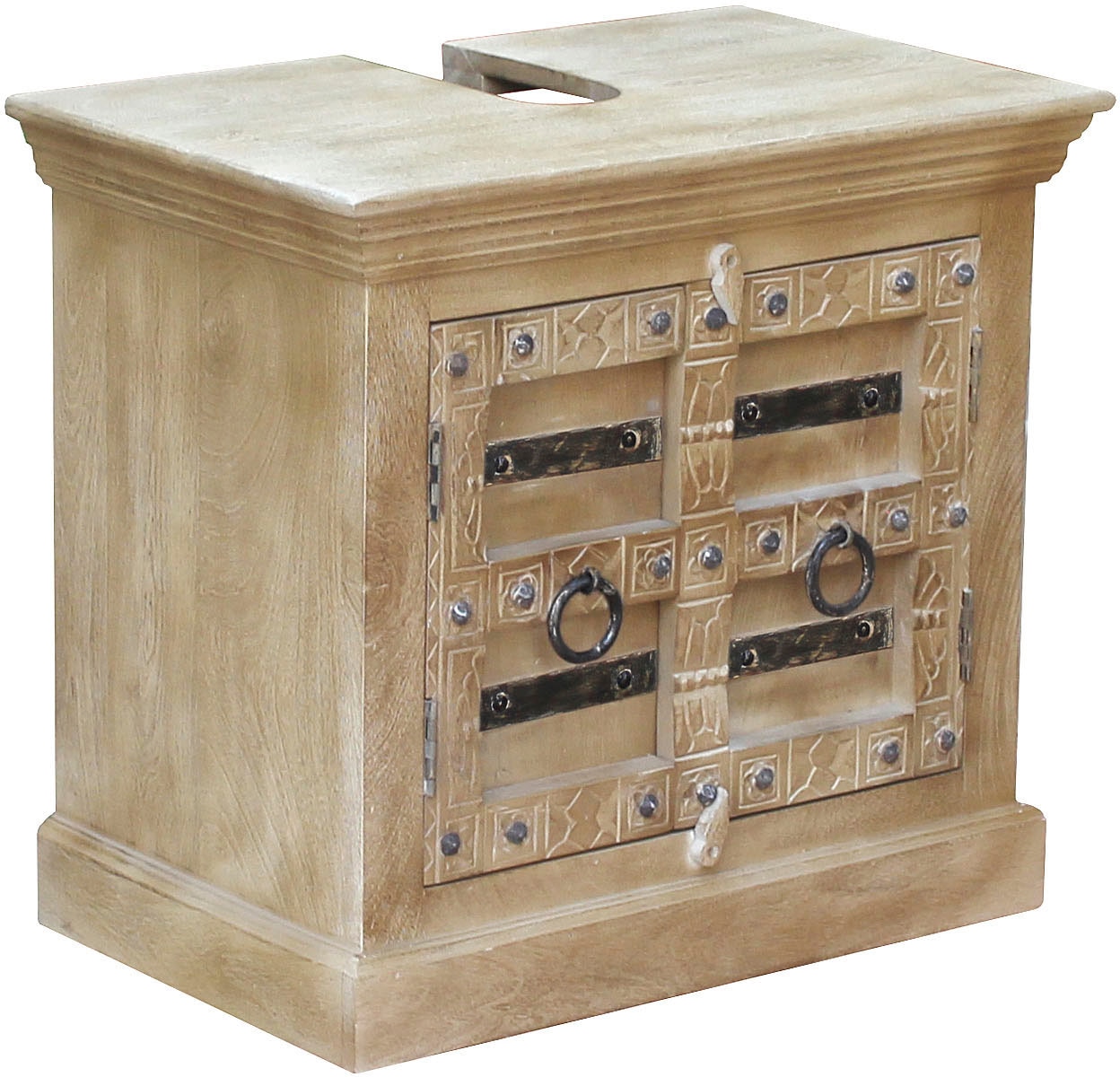 SIT Armoire sous lavabo »Daipur« ornements sculptés et découpe en siphon