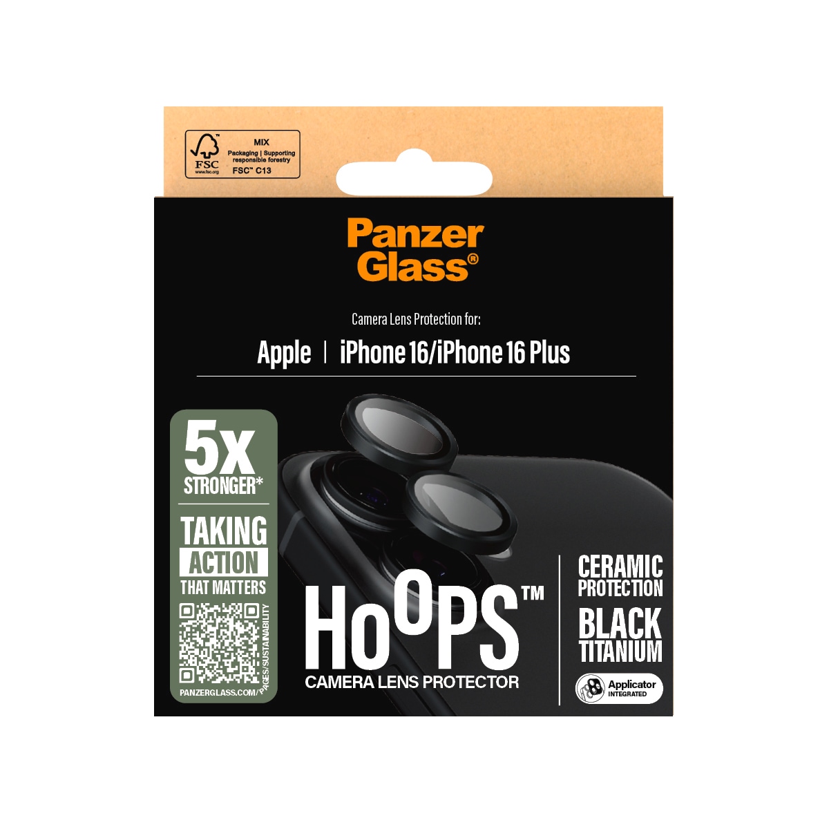 PanzerGlass Kameraschutzglas »Hoops Camera Lens Protection« für Apple iPhone 16;Apple iPhone 16 Plus 2 Stk. tlg. Lens Cover, Schutzfolie, Schutzglas, kratz- & stossfest