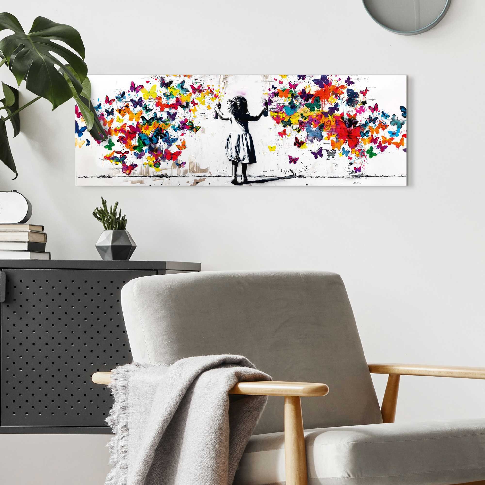 Reinders! Panneau déco »Graffiti-Schmetterlinge« Teenager Zimmer - Mehrfarbig - MDF - Street Art - 90x30 cm