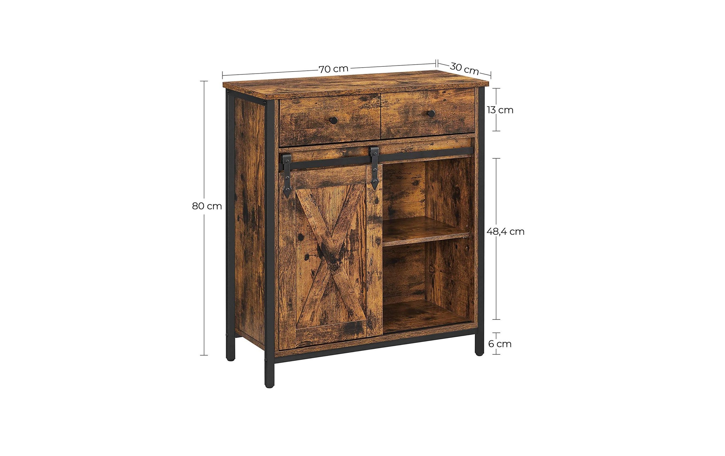 VASAGLE Commode »VASAGLE Kommode mit Schiebetür Industrial 30 x 80 cm, Braun«