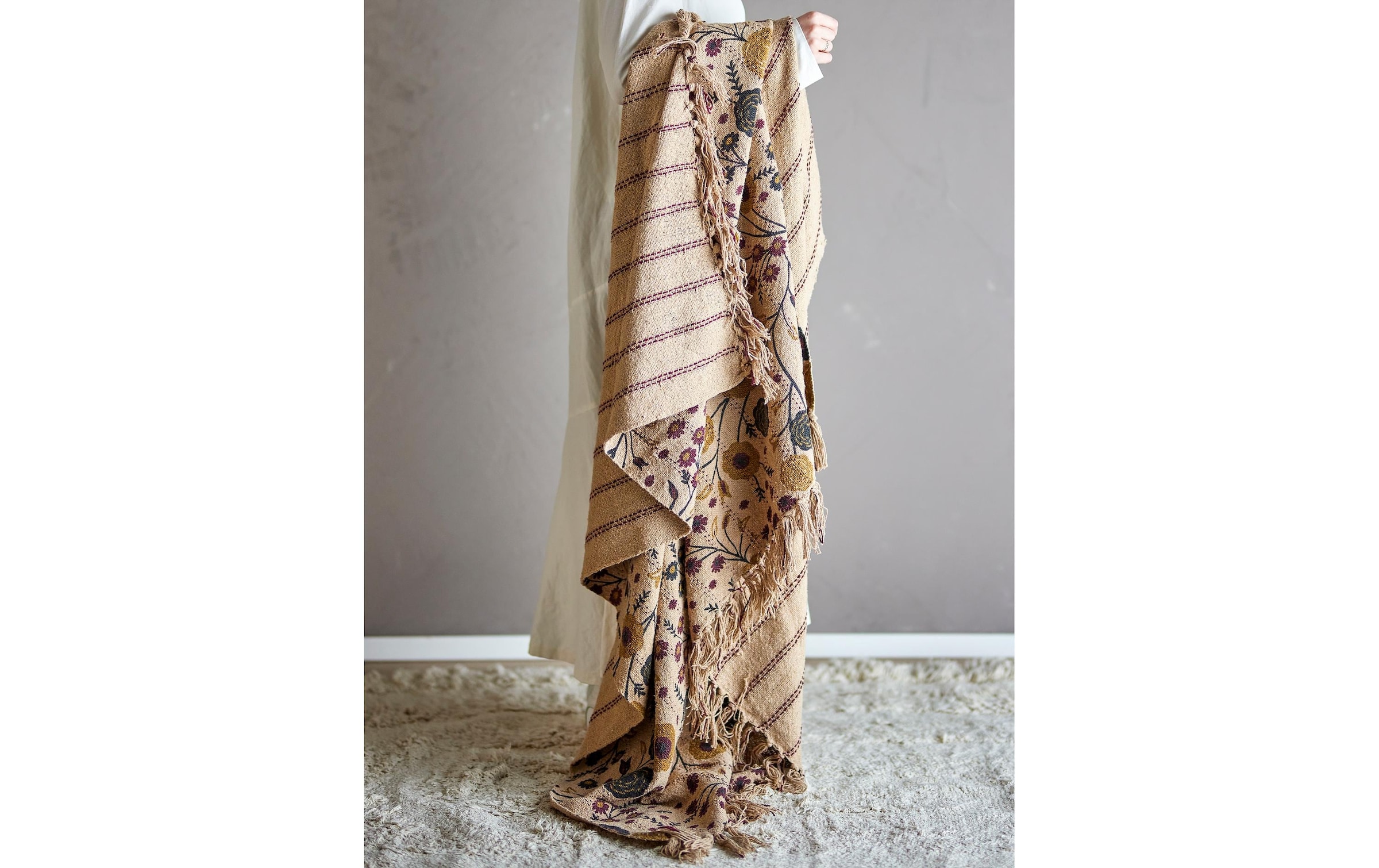 Bloomingville Couverture d'intérieur »Eydis 160 x 130 cm« Wohndecke aus recycelter Baumwolle