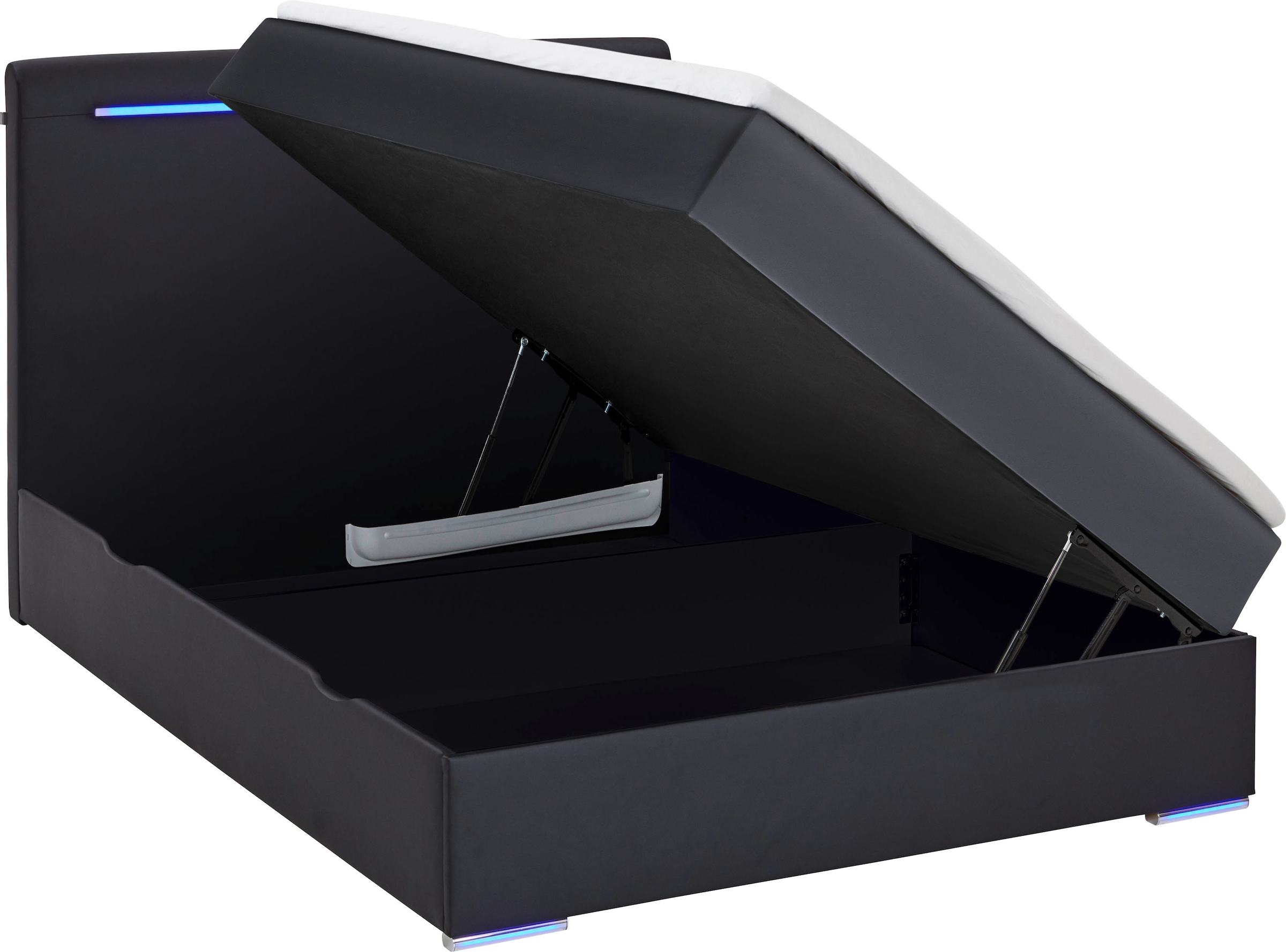 meise.möbel Boxbett »Candela inkl. Bettkasten, Topper & LED-Beleuchtung an Kopfteil & Füssen«