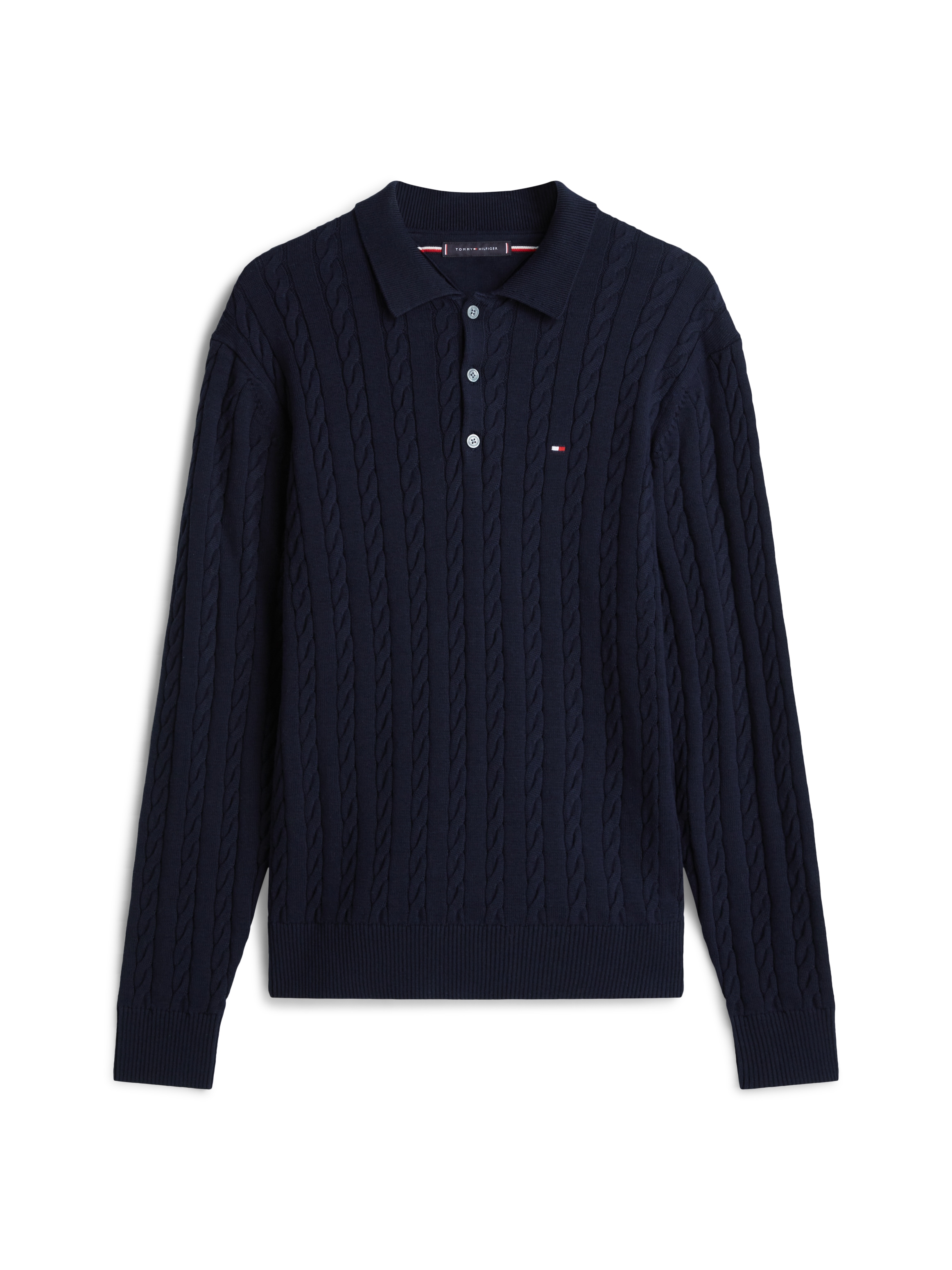 Tommy Hilfiger Pull à col polo »CLASSIC COTTON CABLE« mit Zopfmuster, regular fit