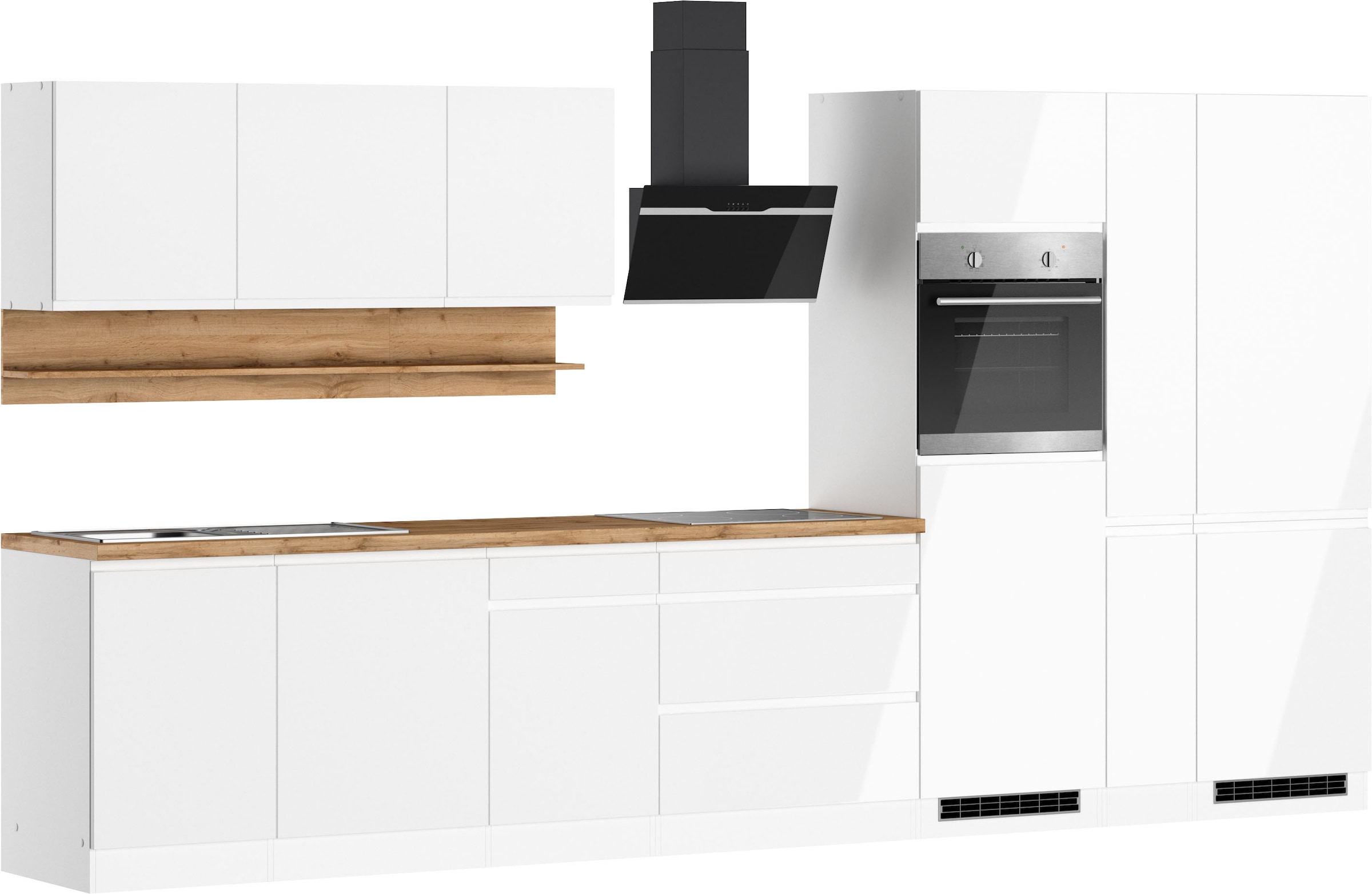 KOCHSTATION Kitchenette »KS-Virginia,neu in verbesserter Ausführung« largeur 390 cm, soft-close, sans appareils électriques
