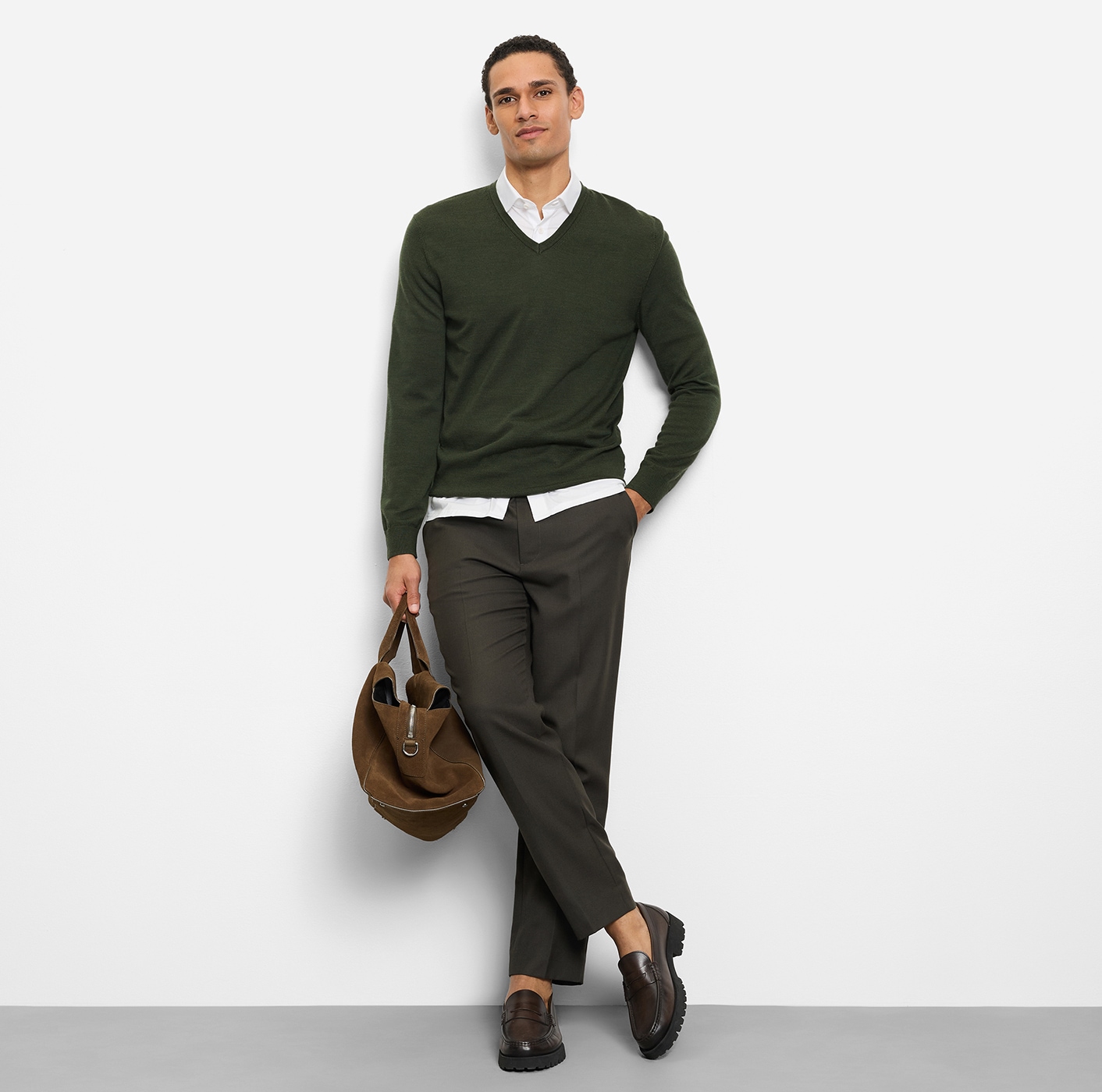 OLYMP V-Ausschnitt-Pullover »OLYMP Strick Casual« klassischer Strickpullover