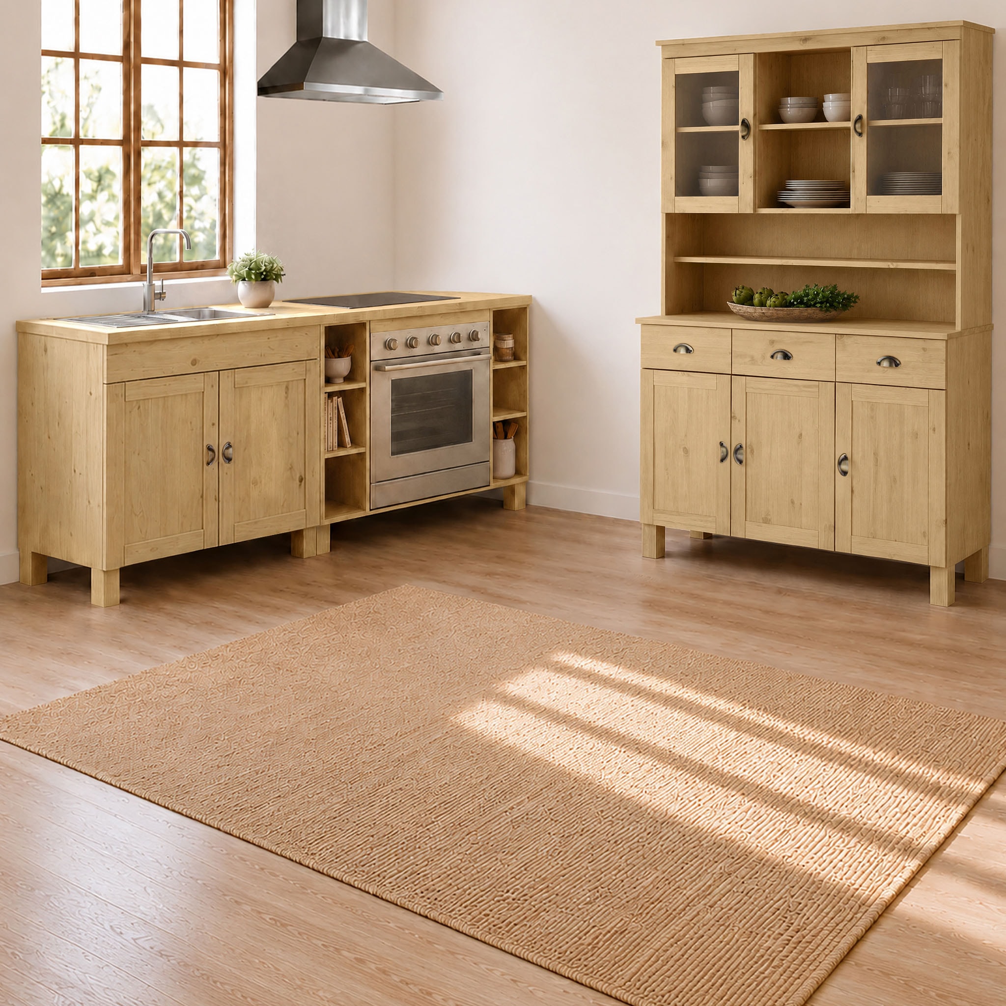Home affaire Armoire basse »Oslo« 125 cm de large, 38 cm de profondeur, en buffet, 3 portes, 2 tiroirs