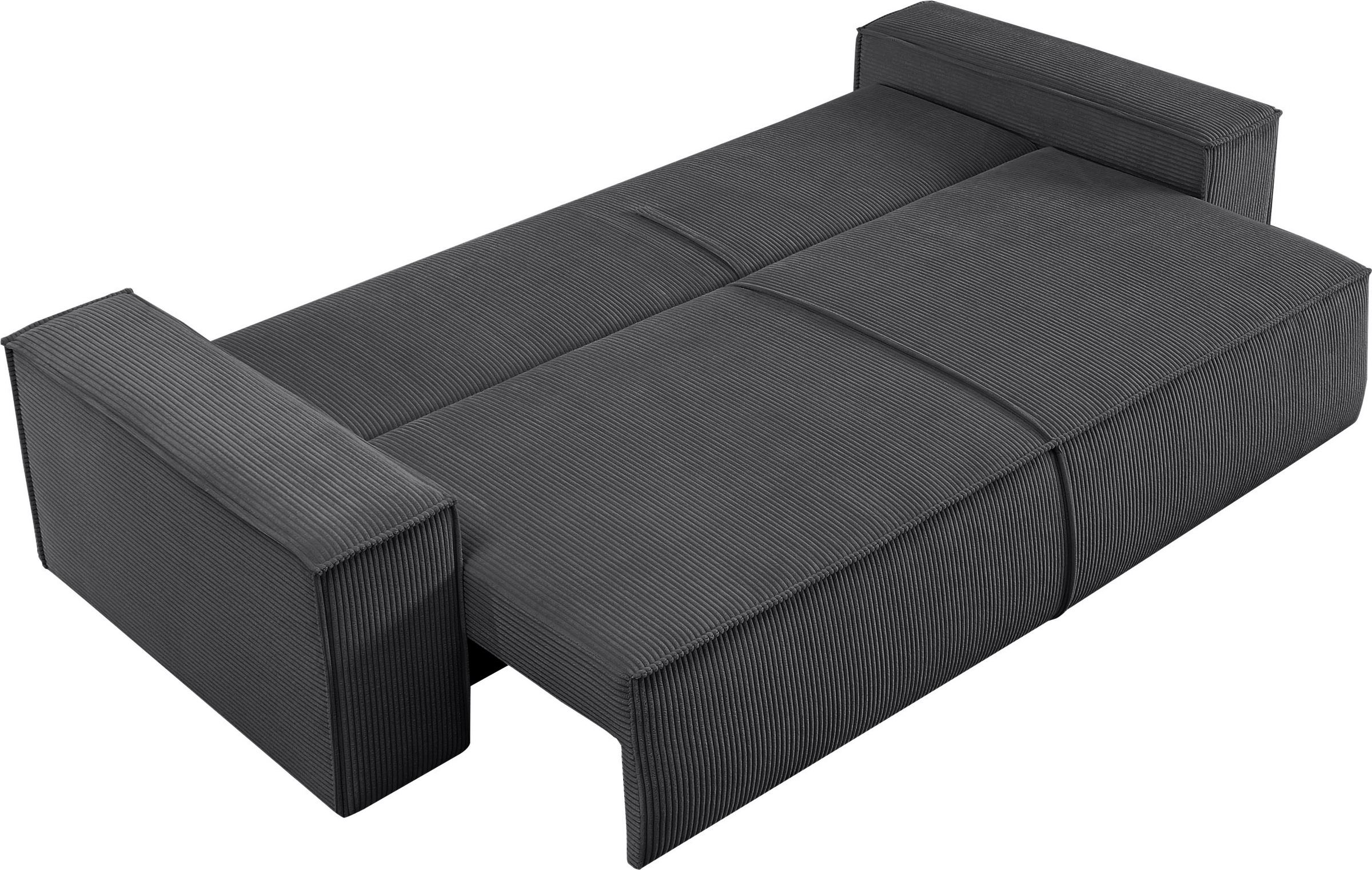 Home affaire 3-places »SHERWOOD Schlafsofa (257cm) Cord, Samtvelours, Vintage-Lederoptik« Schlaffunktion mit Bettkasten (ca. 136/200cm)