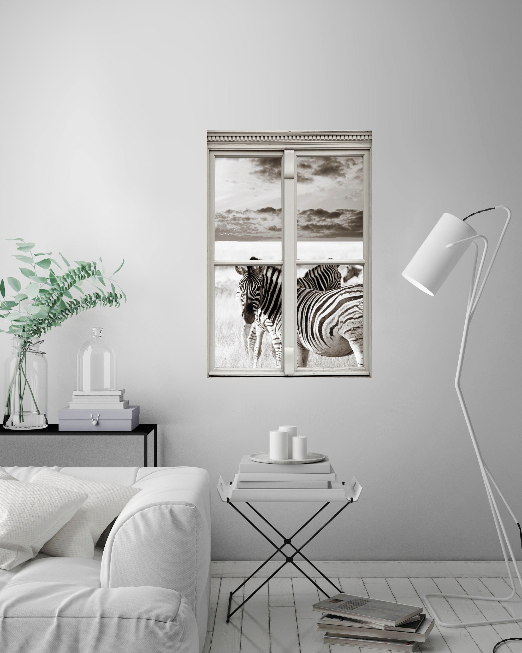 queence Autocollants muraux »Zebras« Wandsticker, Wandbild, selbstklebend, 3D, Fenster