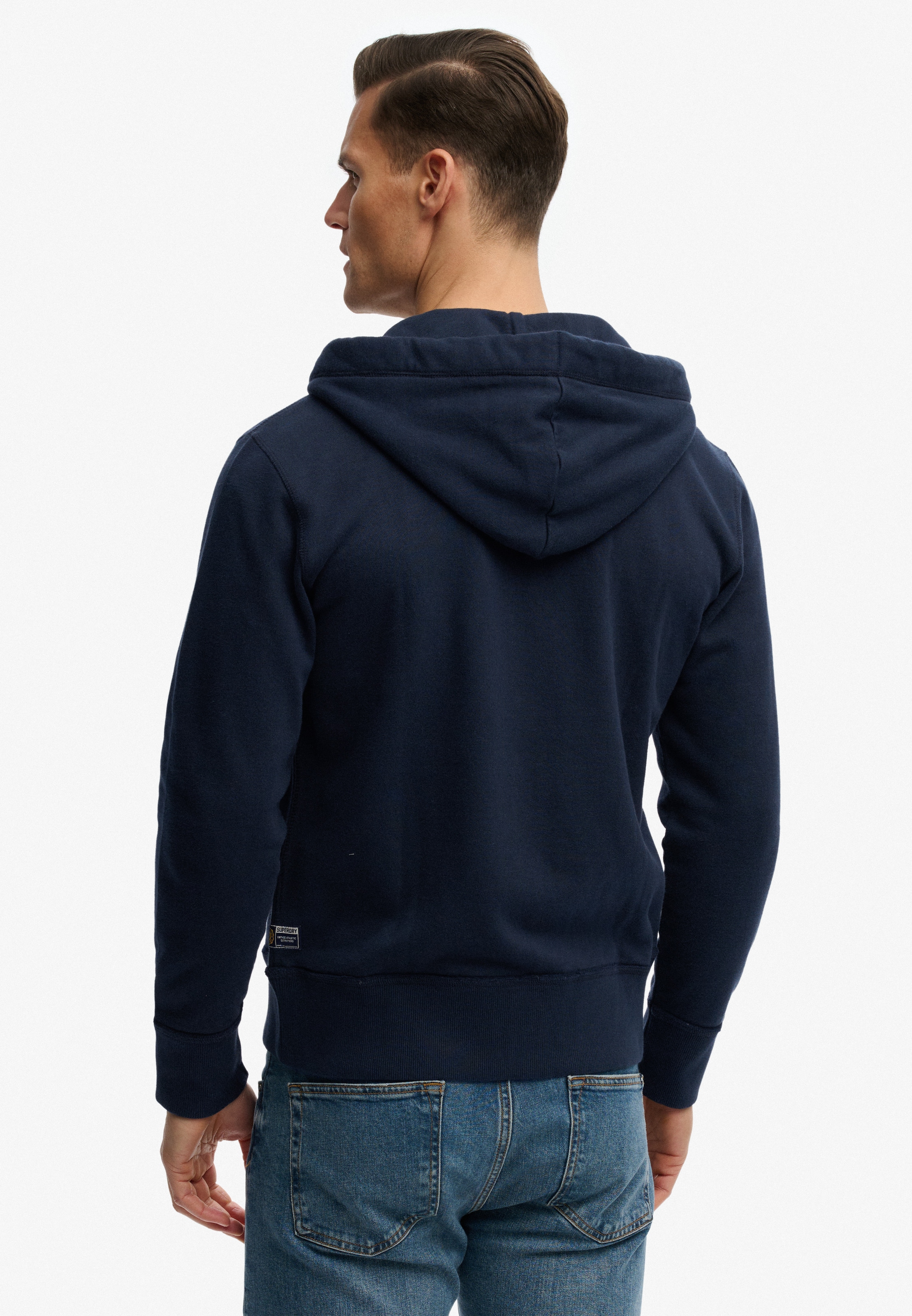 Superdry Kapuzensweatjacke »VINTAGE ATHLETIC ZIPHOOD« aus Baumwolle und angerauter Sweatware, Loose Fit, mit Reissverschluss