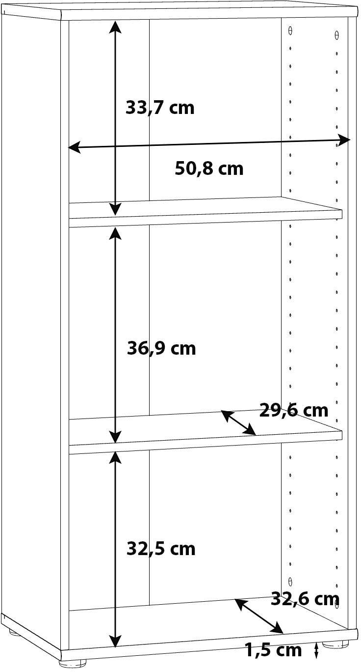 FORTE Étagère »Tempra, Mehrzweckregal schmal, Höhe 111,1cm, 2 Ablageböden« largeur 54 cm