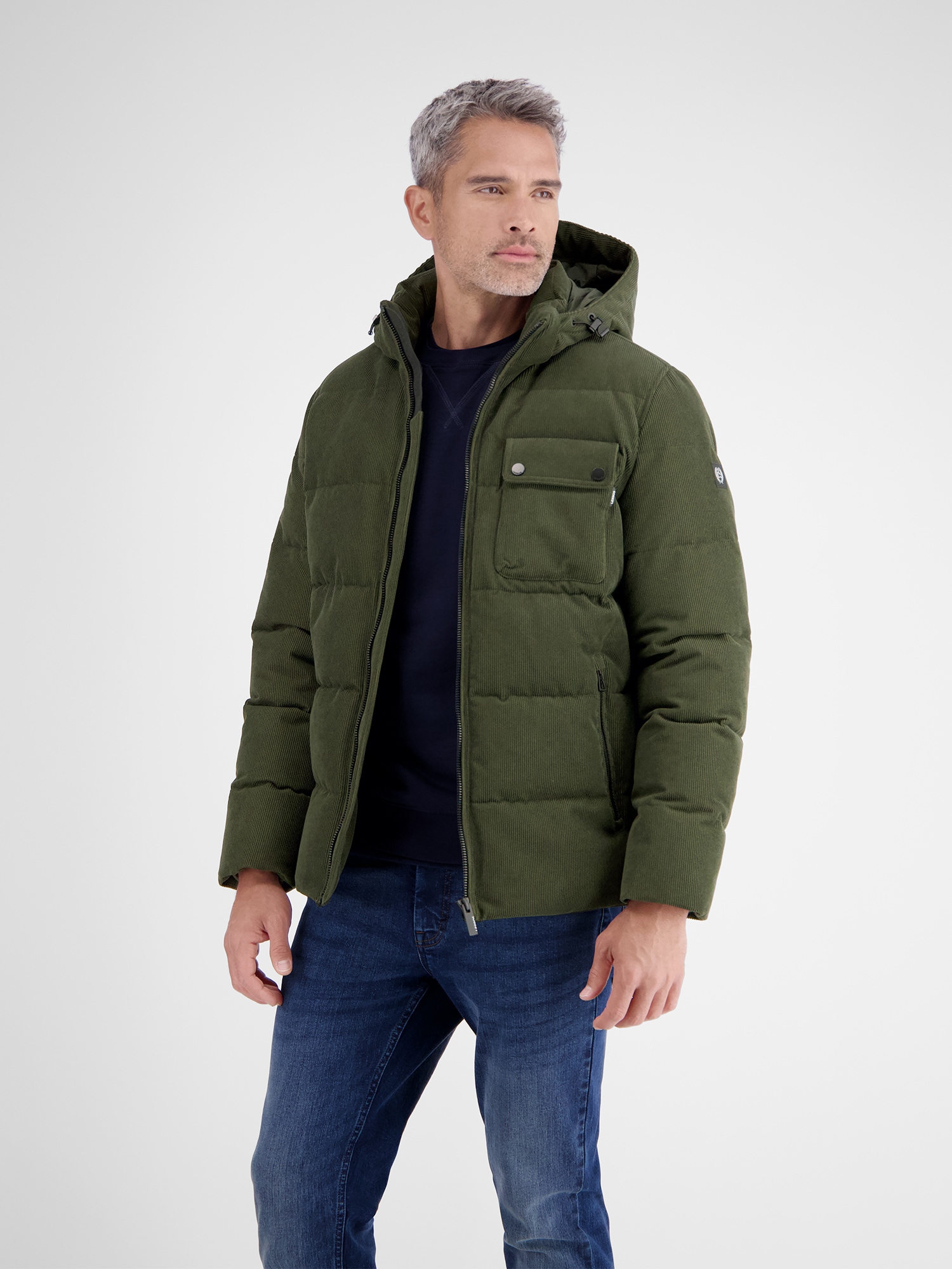 LERROS Veste d'hiver »Herren Steppjacke in funktionaler Cord-Optik« mit Kapuze