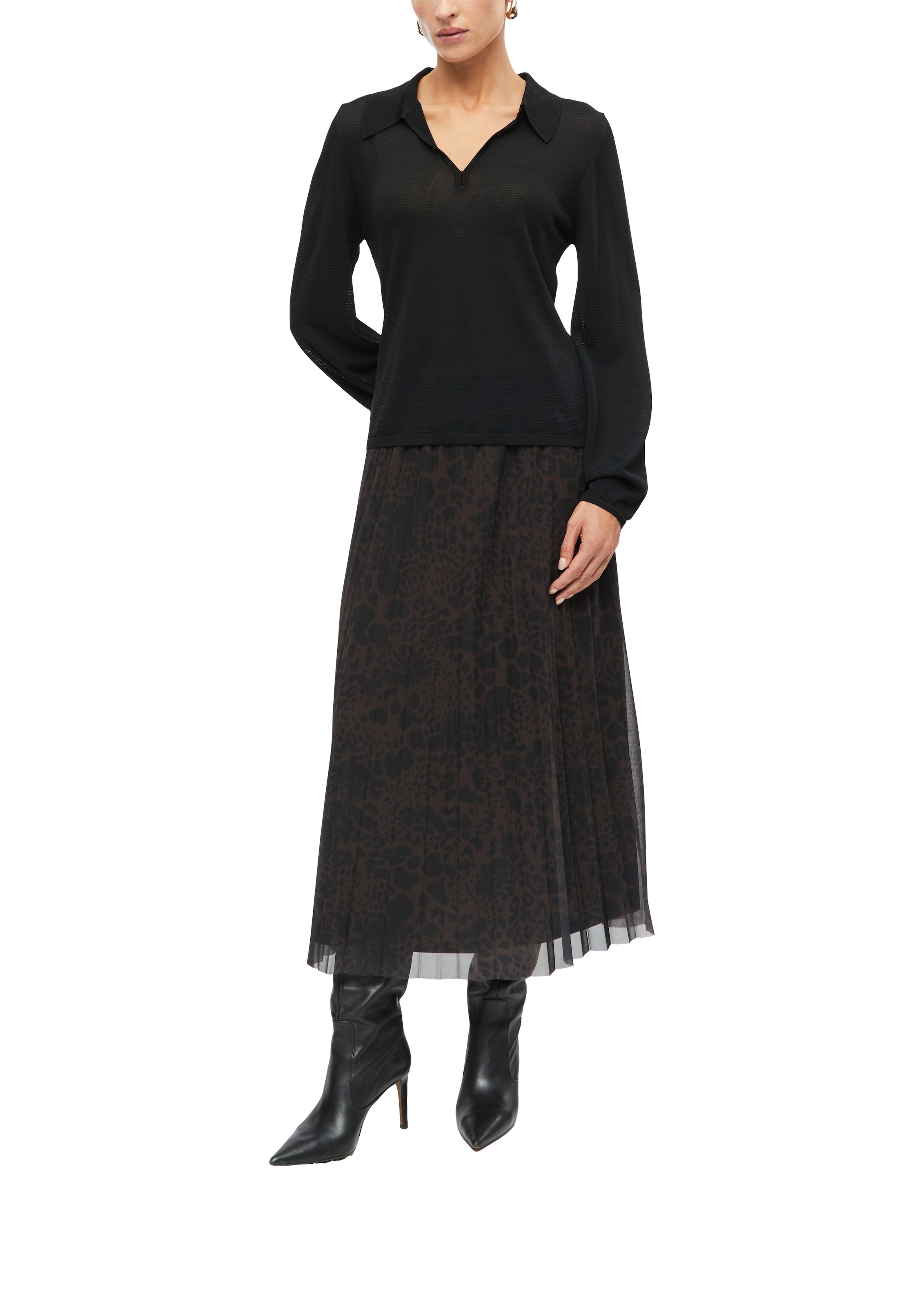 s.Oliver BLACK LABEL Jupe en maille avec motif animalier