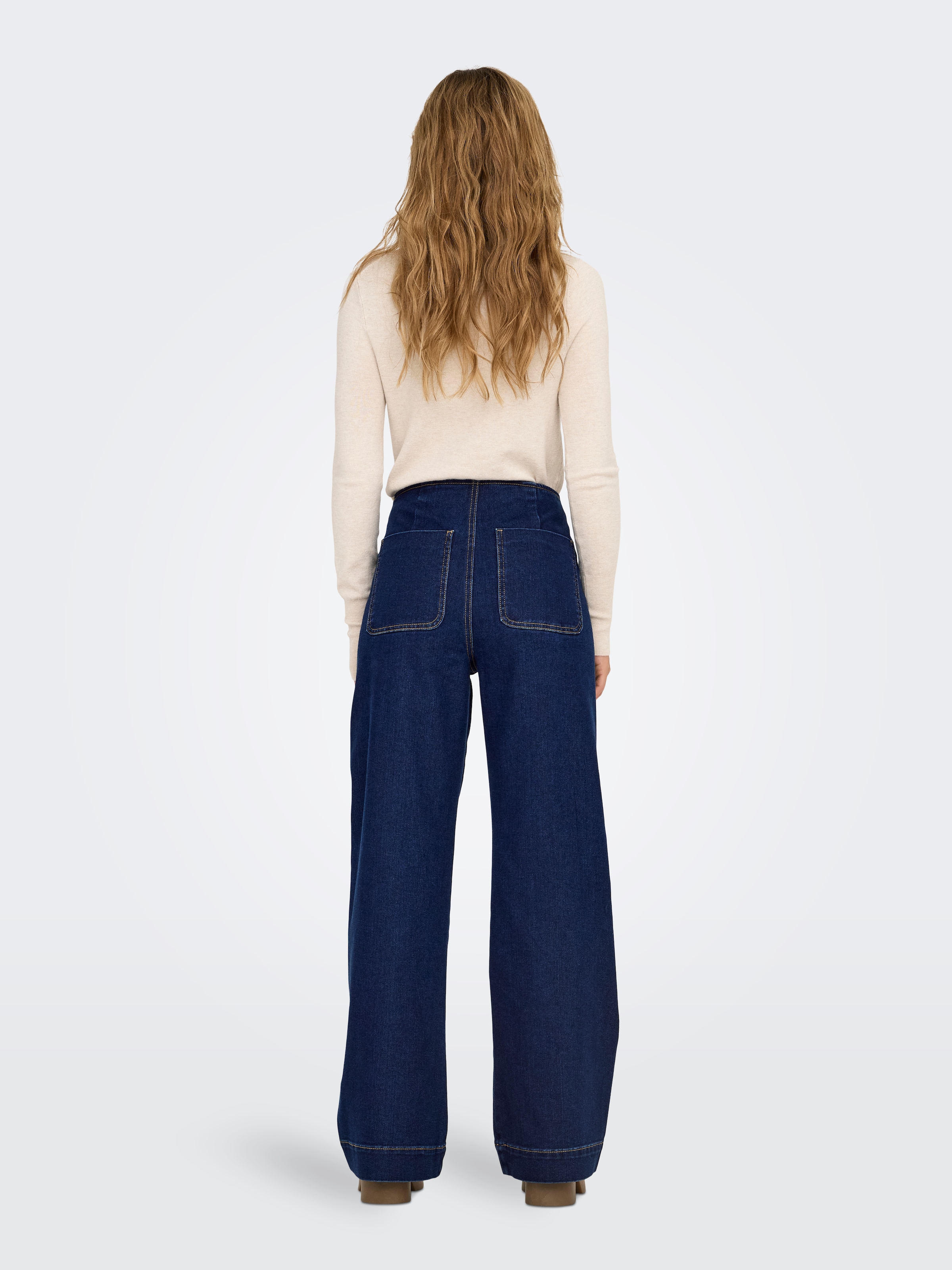 ONLY High-waist-Jeans »ONLMADELINE HW WD POCKET DNM GUA113 NOOS« Baumwollmischung