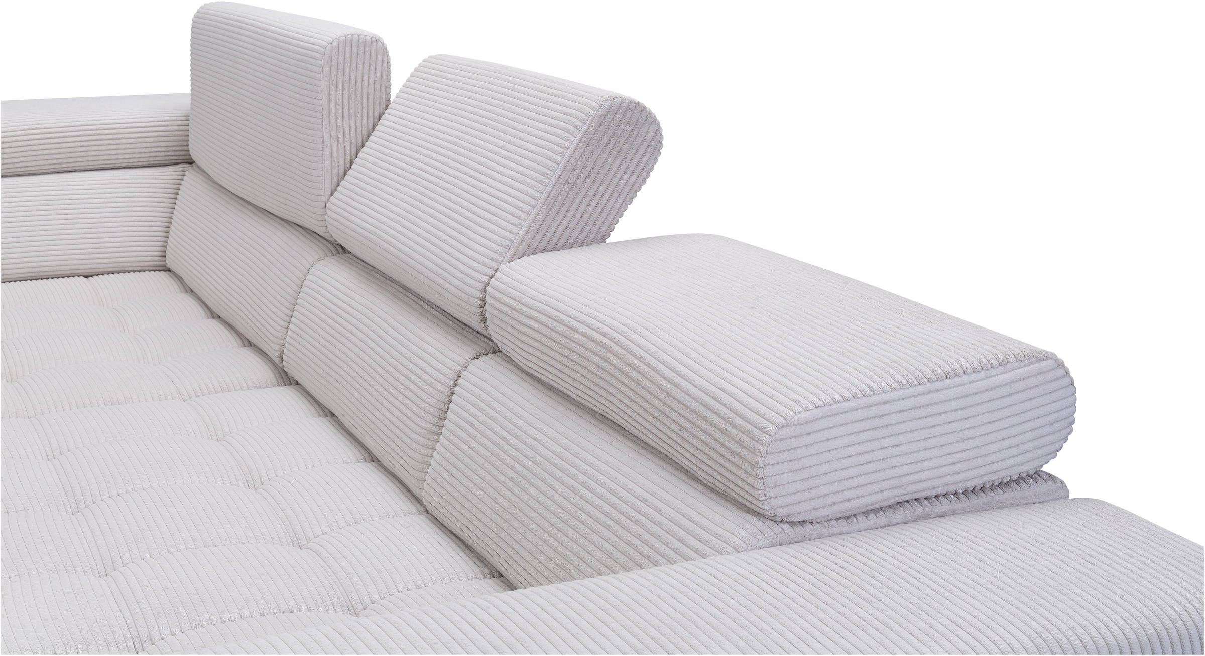 exxpo - sofa fashion Canapé d'angle »Elianos, hoher Sitzkomfort, aufwendige Kreuzsteppung im Sitz, L-Form« Kopfteile & Sitztiefe verstellbar, ohne Bettfunktion, Cord, beige