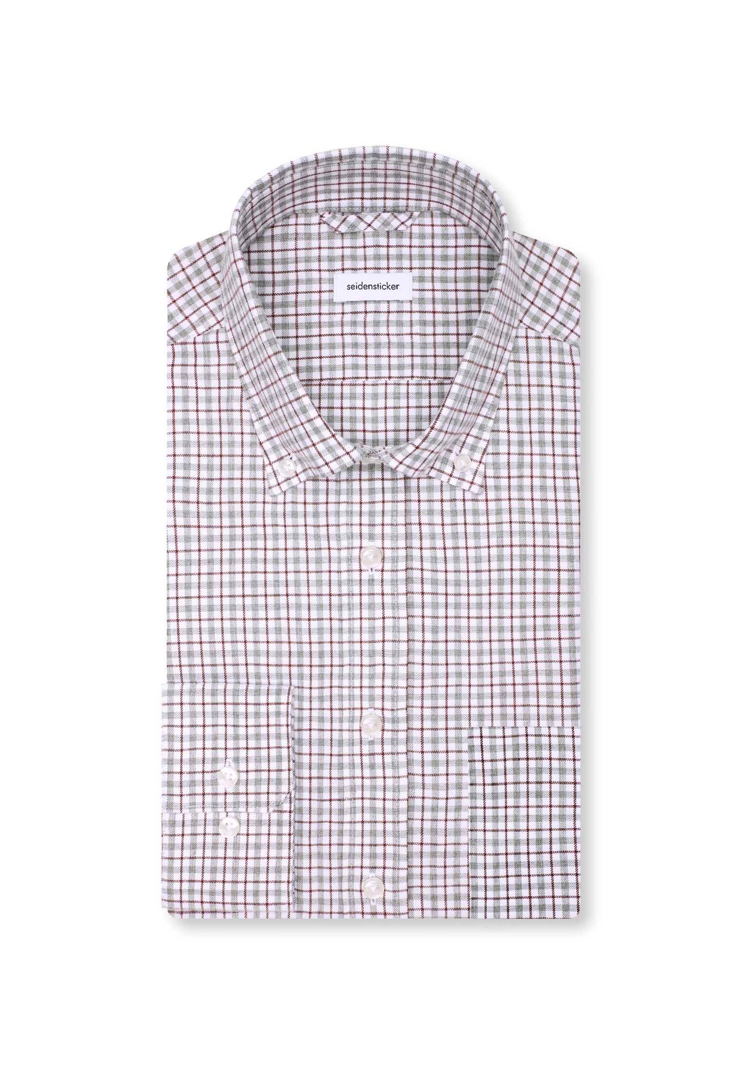 seidensticker Flanellhemd »Schwarze Rose« Regular 1/1 Button-Down-Kragen Karo