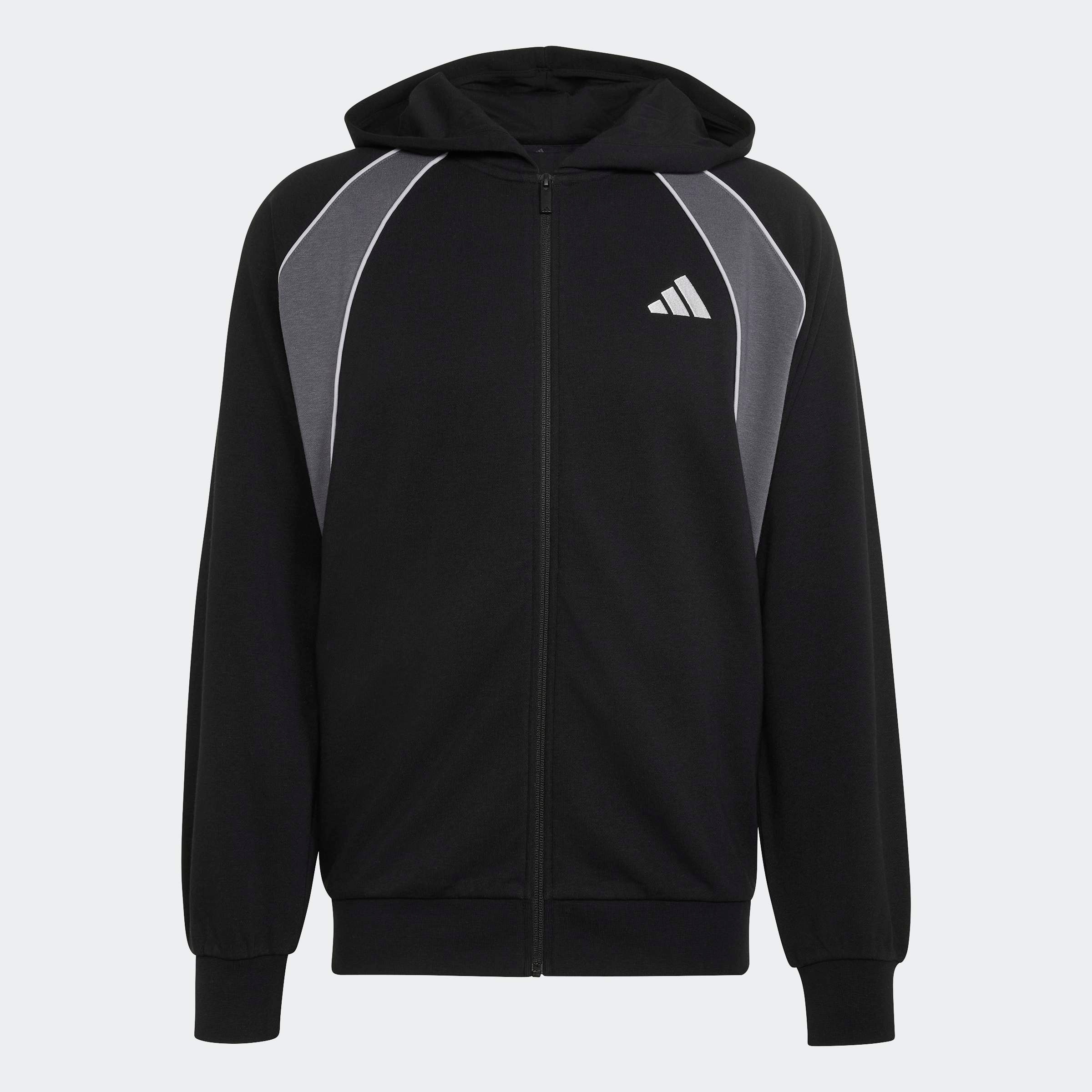 adidas Sportswear Kapuzensweatshirt »SEASONAL ESSENTIALS COLOUR BLOCK FRENCH TERRY FULL-ZIP HOODED TRACK«, mit Reissverschluss, normale Schnittform
