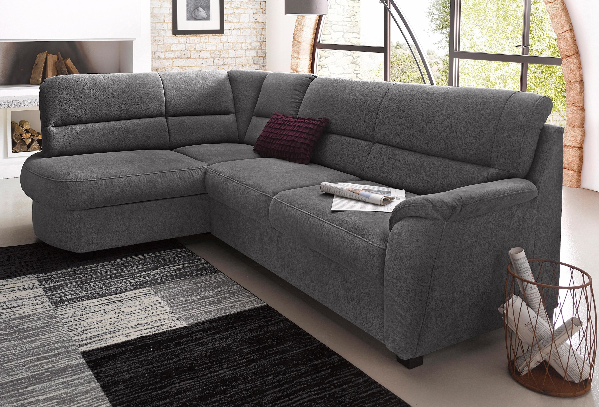 sit&more Ecksofa »Pandora L-Form« wahlweise mit Bettfunktion und Bettkasten