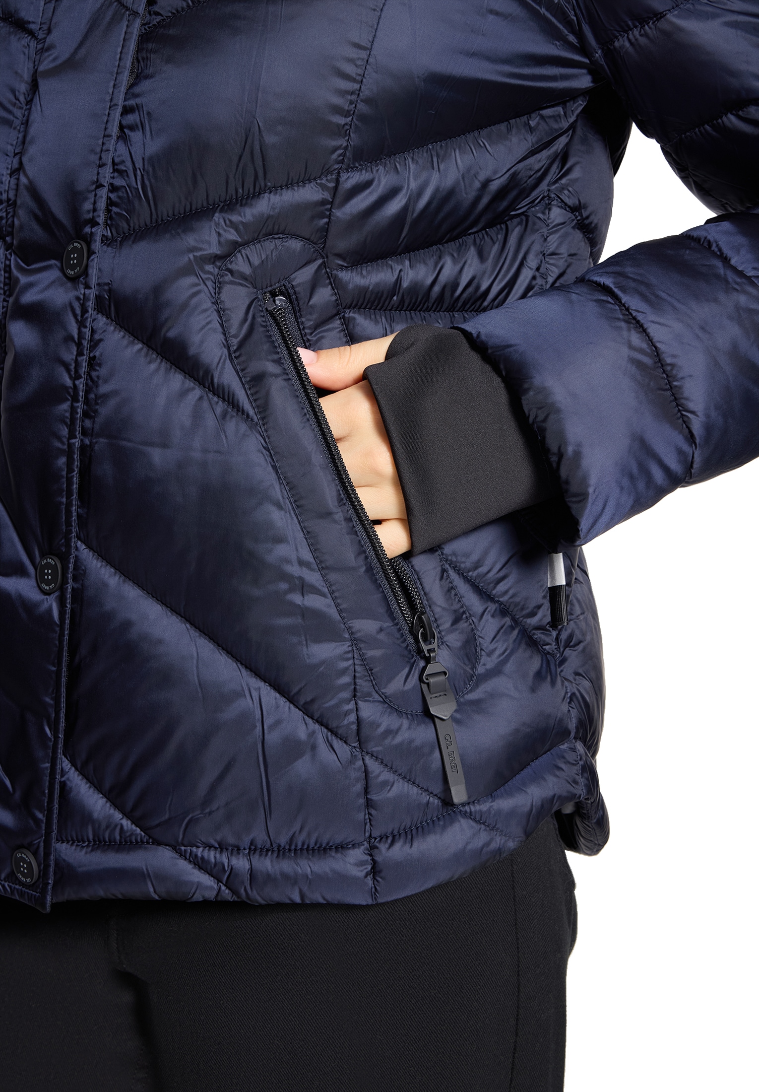 Gil Bret Steppjacke mit Kapuze mit abnehmbarer Kapuze und verdecktem Reissverschluss