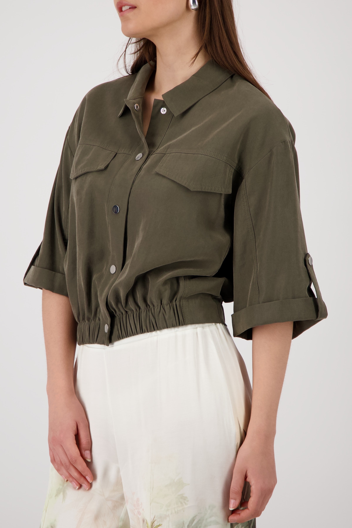 Monari Veste chemise »Jacke Modal« ohne Kapuze Regular fit mit Druckknöpfen