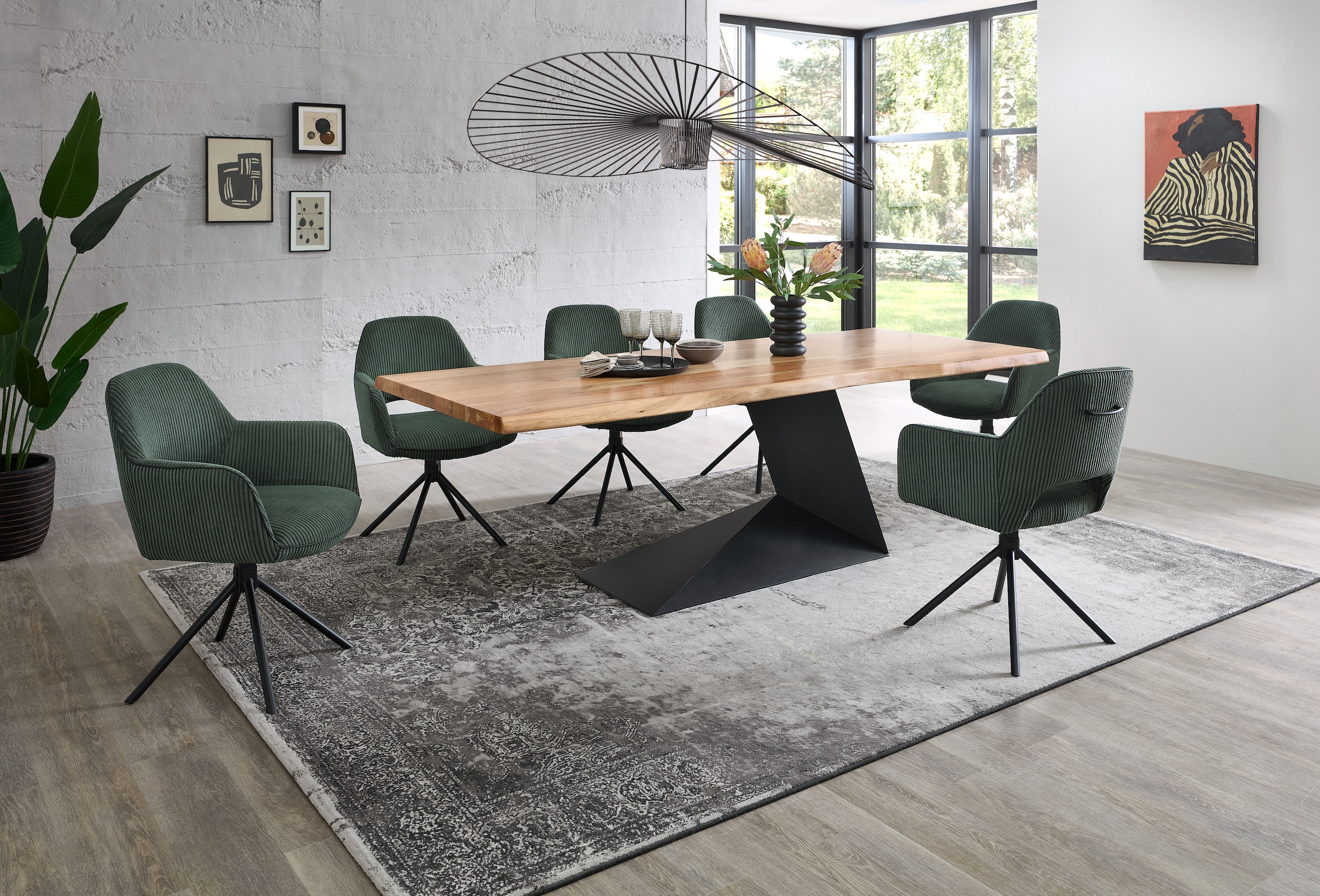 Stolkom Table de salle à manger »Alan Esszimmertisch Massivholz, wahlweise in 240 oder 200 cm breite« Akazie Massivholz, Flächenbelastung des Tisches ca. 90 kg