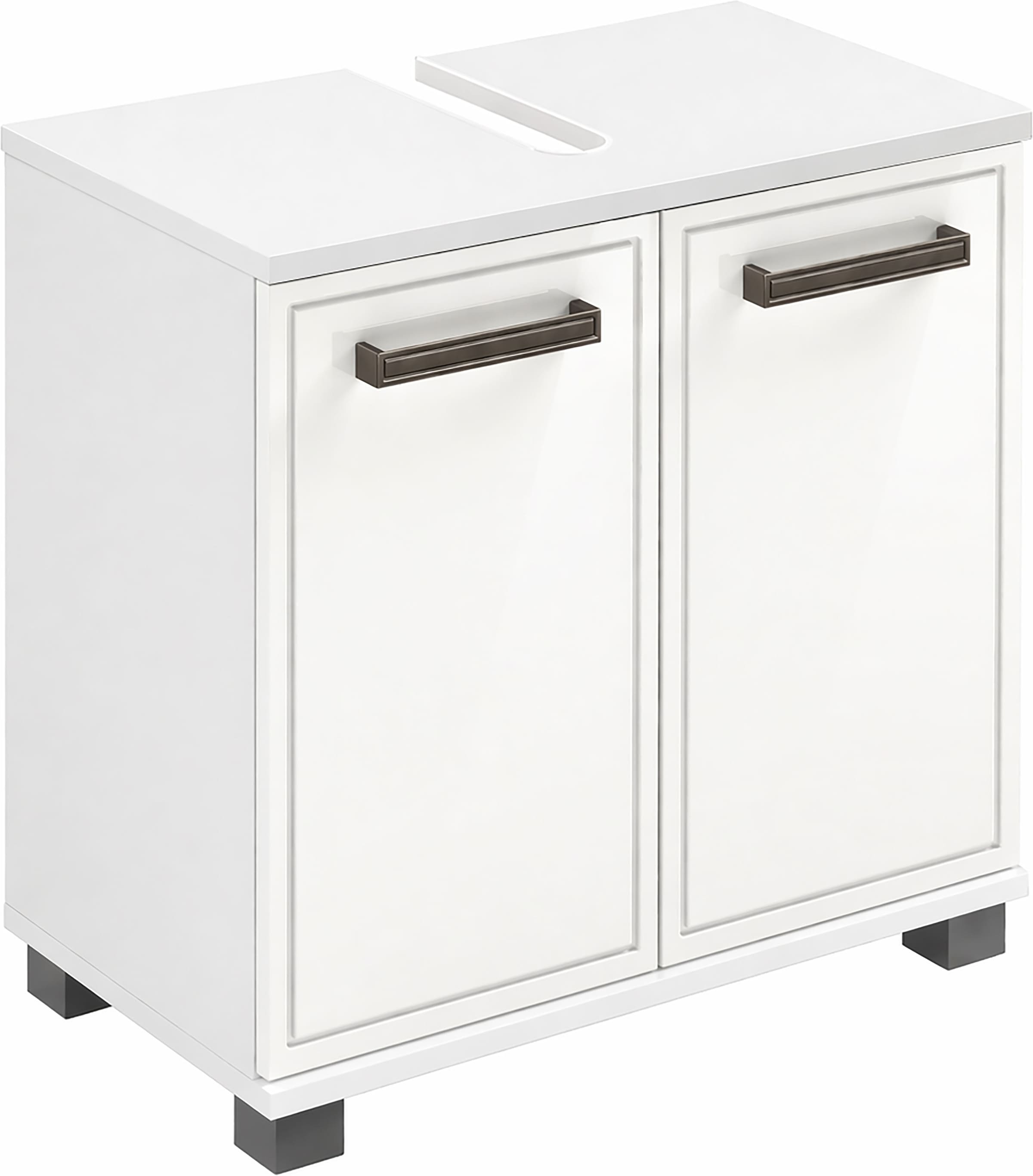 Schildmeyer Armoire sous lavabo »ADANA, Breite 59,8 cm, 2 Türen, Siphonausschnitt, MADE IN GERMANY« 1 cuis tlg. Façades MDF formées par thermoformage - embossage du cadre tout autour, FABRIQUÉ EN ALLEMAGNE