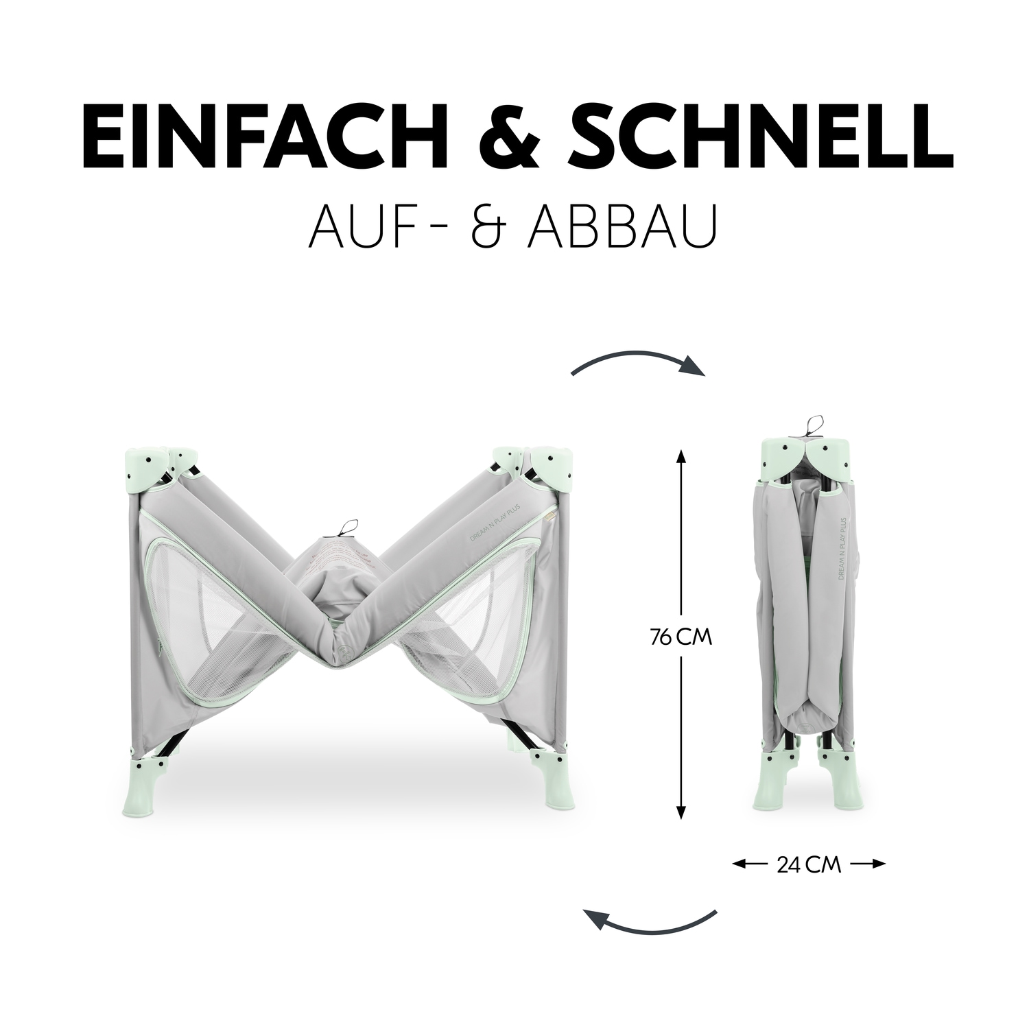 Hauck Baby-Reisebett »Dream N Play Plus, Dusty Mint« Vorderausstieg