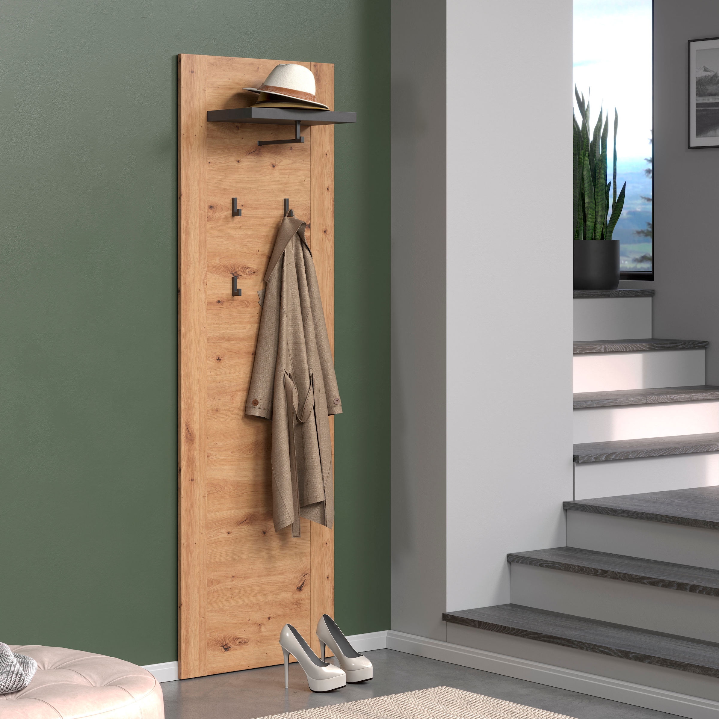 Home affaire Panneau de vestiaire »Ambres« Garderobenpaneel mit Ablage & Haken - (B/T/H) 62/26/199 cm