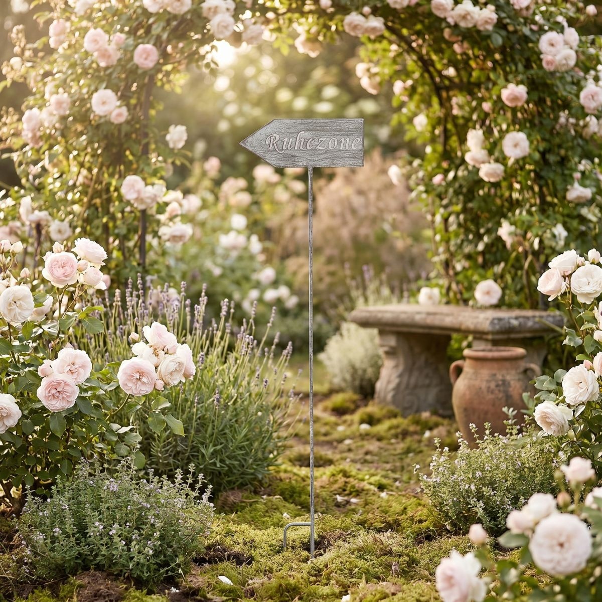 Ambiente Haus Fiches de jardin »Ruhezone (H) 122cm« en forme de flèche avec inscription zone de repos pour l'extérieur