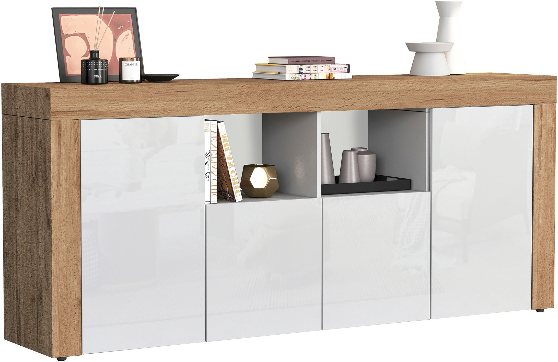 GOODproduct Sideboard »CHRONOS Breite 200 cm  mit 4 Türen, 2 offene und 8 geschlossene Fächer« 1 cuis tlg. Sideboard,Kommode, Schrank, Grifflos mit Push to Open, Made in Italy