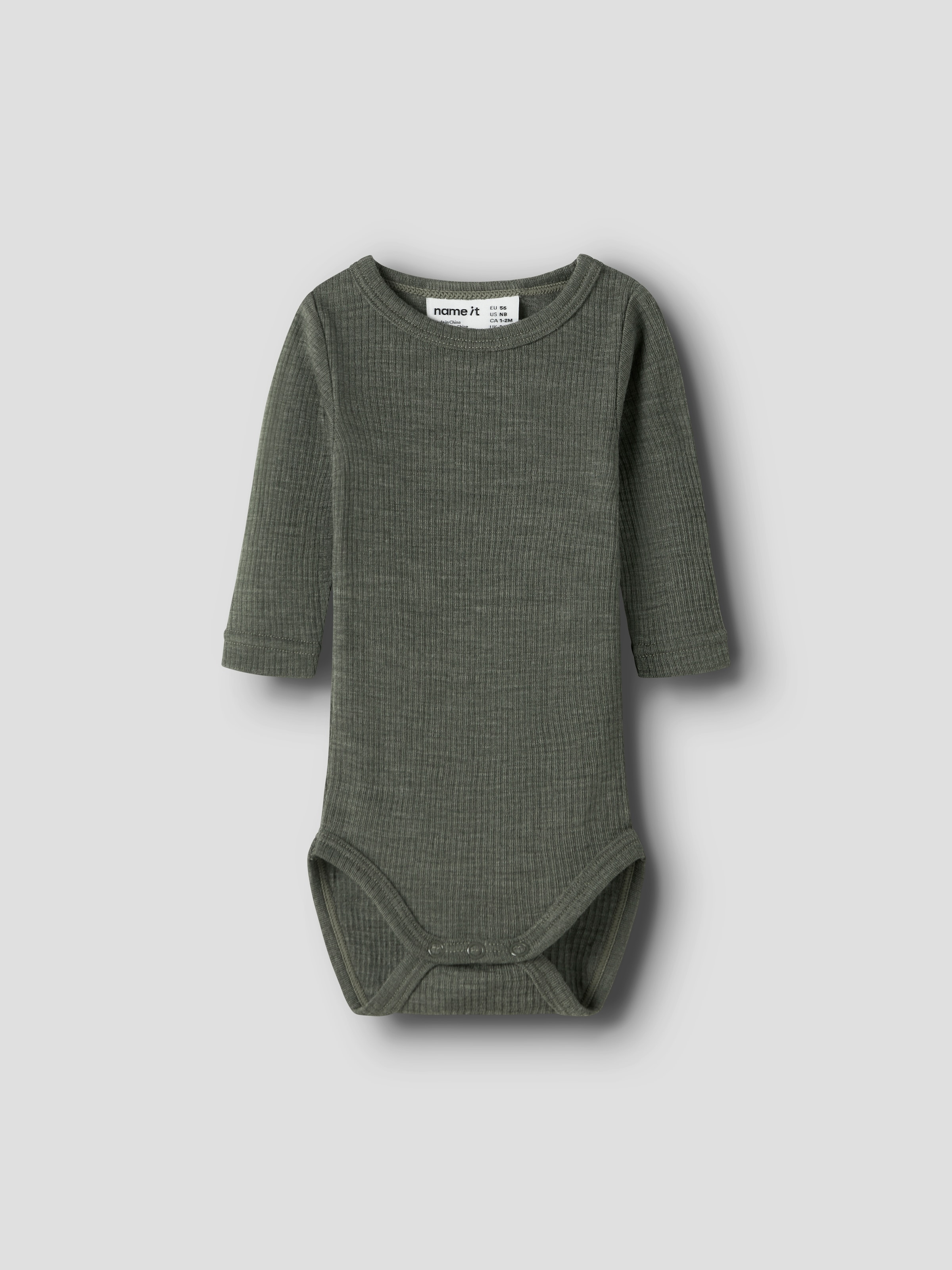 Name It Body à manches longues »NBNWAX WOOL RIB LS BODY NOOS« en pure laine mérinos