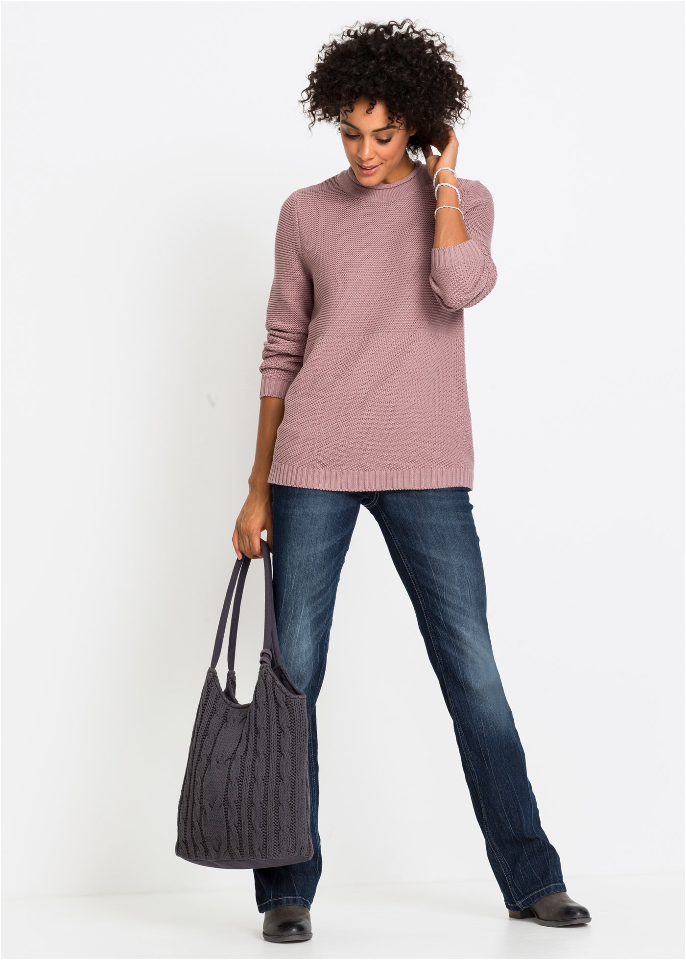 bonprix Bootcut-Jeans Slim Fit Passform, mit Stretch-Anteil, mit Five-Pocket Style