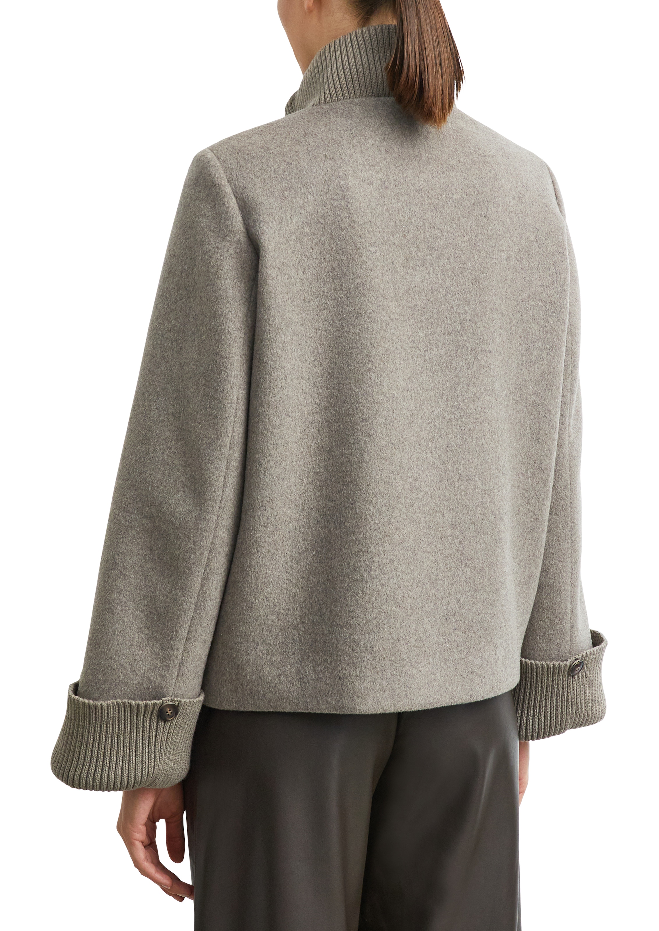 Comma Wolljacke ohne Kapuze mit Stehkragen und Reissverschluss