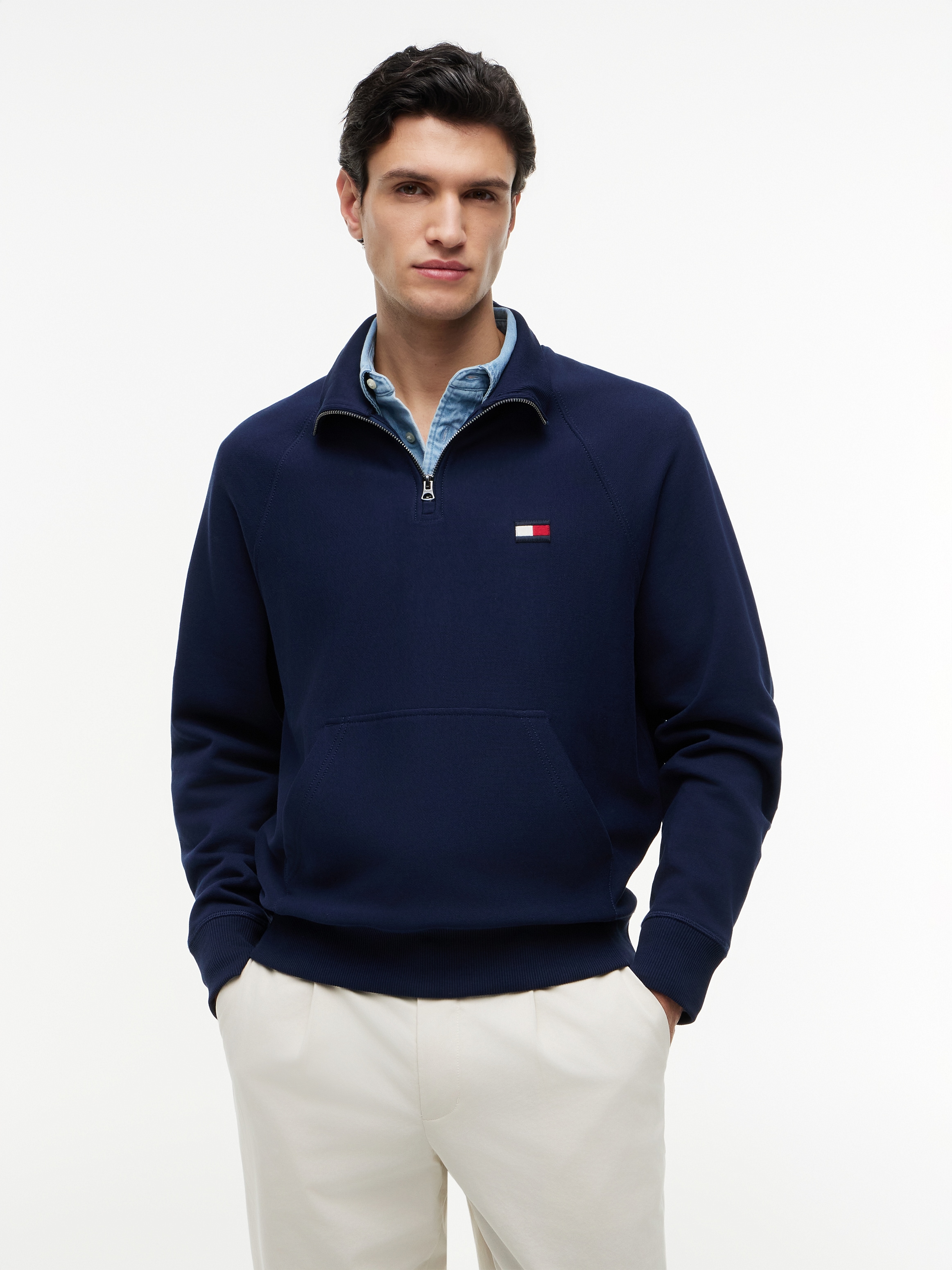 Tommy Hilfiger Sweat-shirt »TOMMY FLAG ELEVATED 1/4 ZIP«, Col montant avec fermeture éclair
