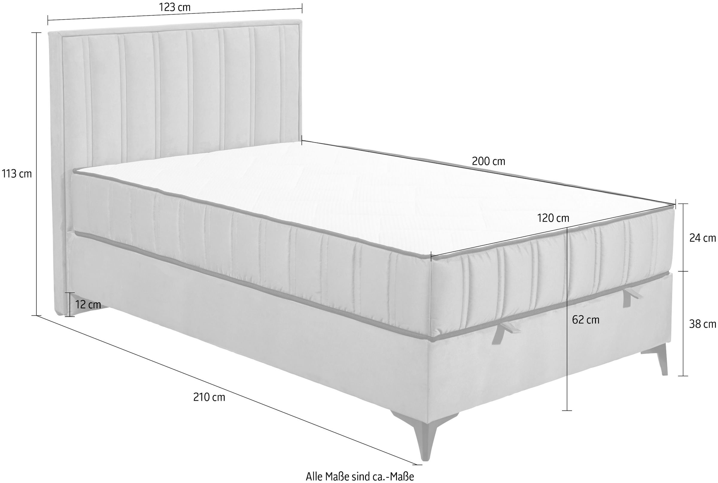 ED EXCITING DESIGN Lit de boxe »Monroe inkl. Bettkasten, erhältlich in den Breiten 120cm & 140cm« Duo-Matratze - feste Seite mit Kokosmatte