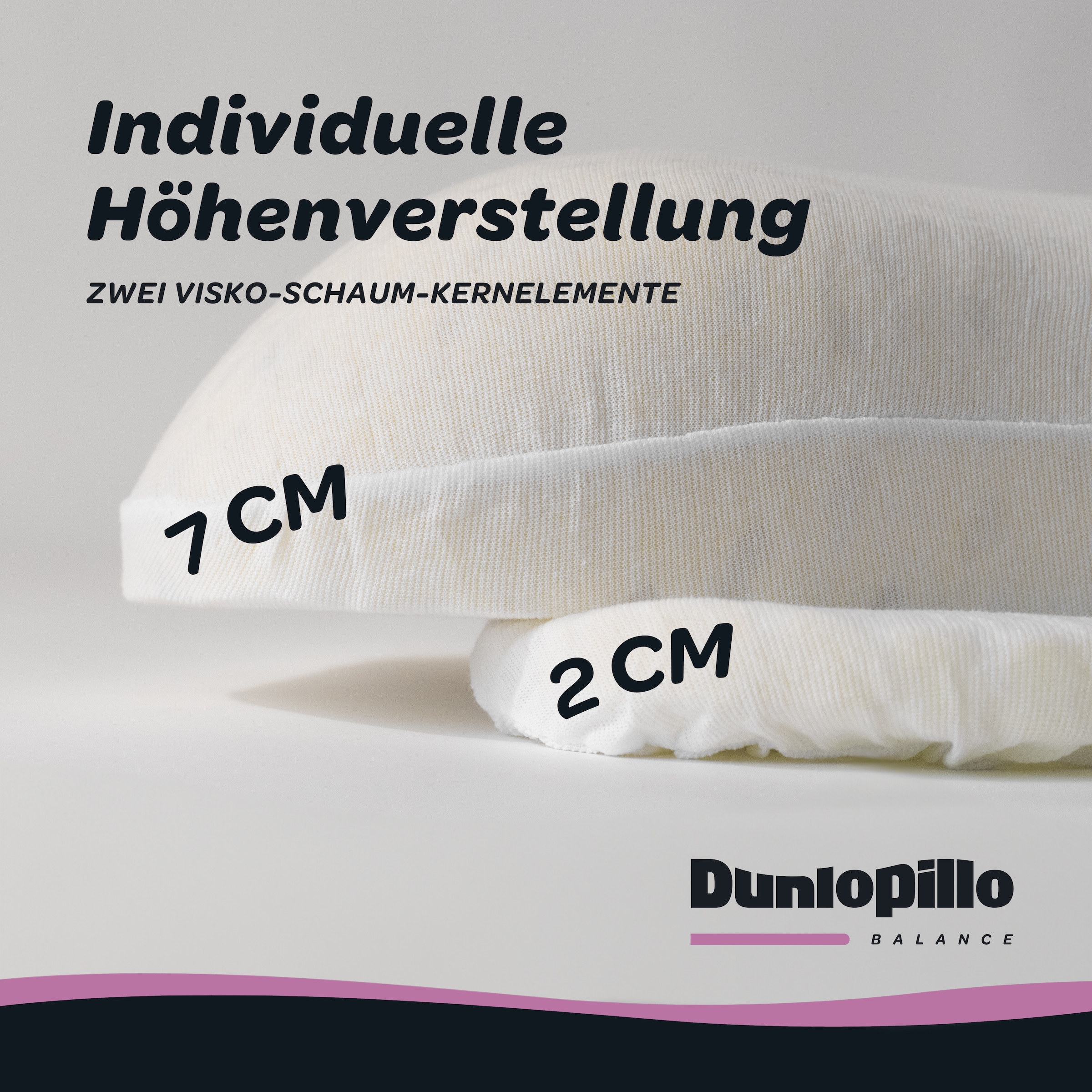 Dunlopillo Nackenstützkissen »Anti-Aging, NEUHEIT, Nackenstützkissen mit zwei Kernkomponenten« Füllung: Viskoschaum 1 Stk. tlg. in Grösse 38 x 53 x 9 cm, für variable Höhenanpassung 7 oder 9 cm