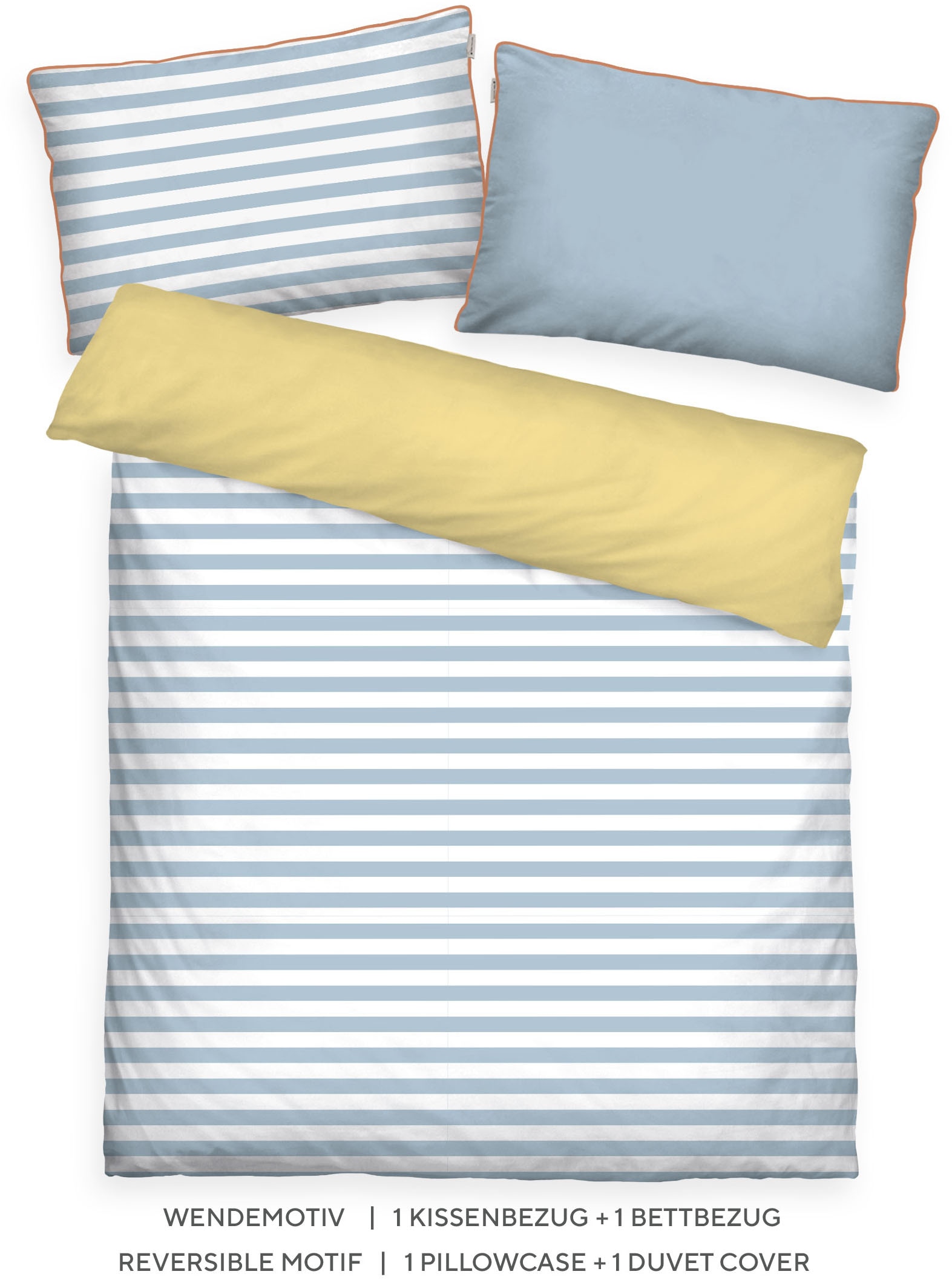 TOM TAILOR HOME Bettwäsche »STRIPES WITH A KICK in Gr. 135x200cm oder 155x220cm« 2 Stk. new bedroom, farbige Paspel am Kissen