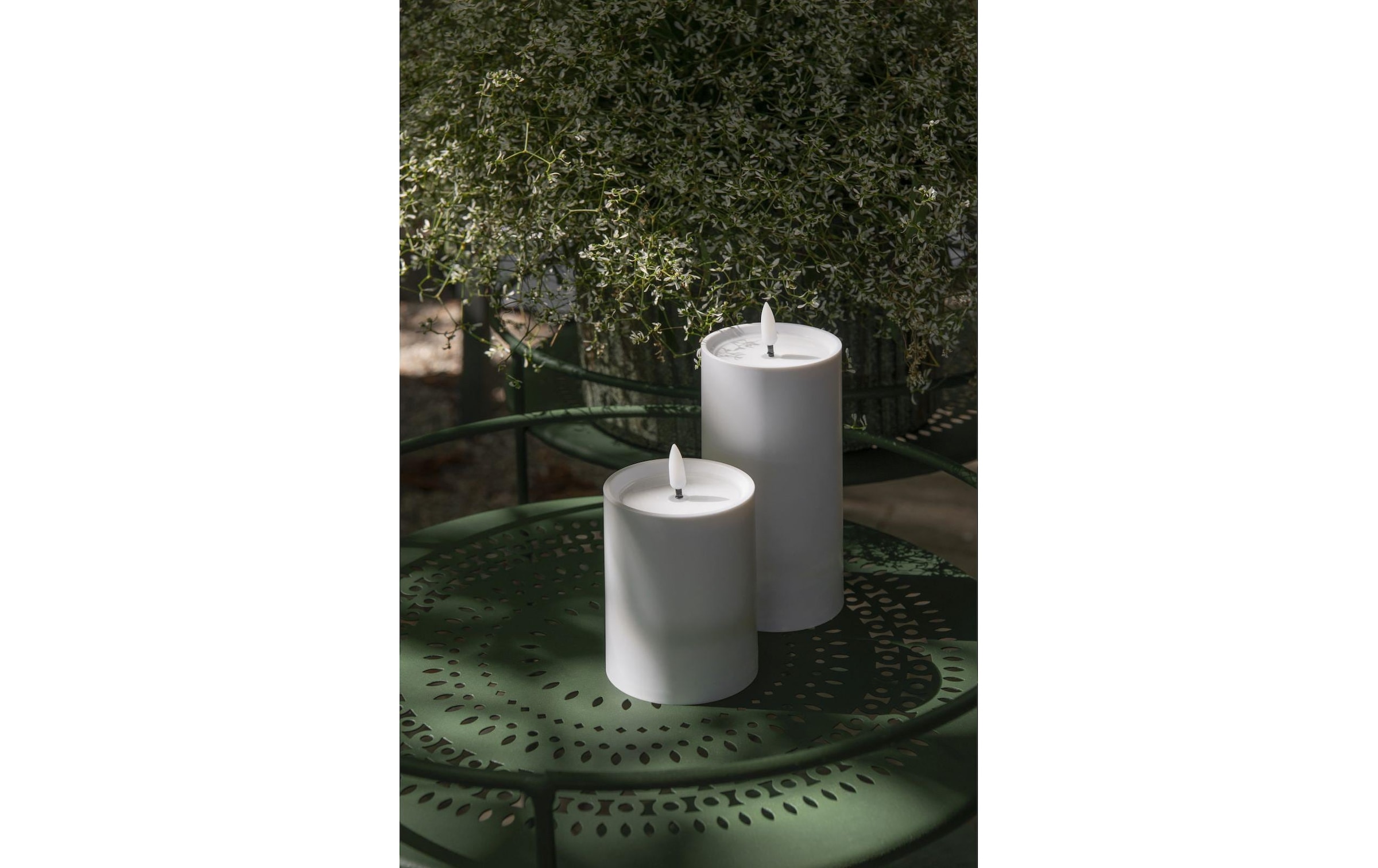 STT Bougie LED »Set 2 Stück 10 und 15 cm« Solar-Kerzen-Set für drinnen und draussen