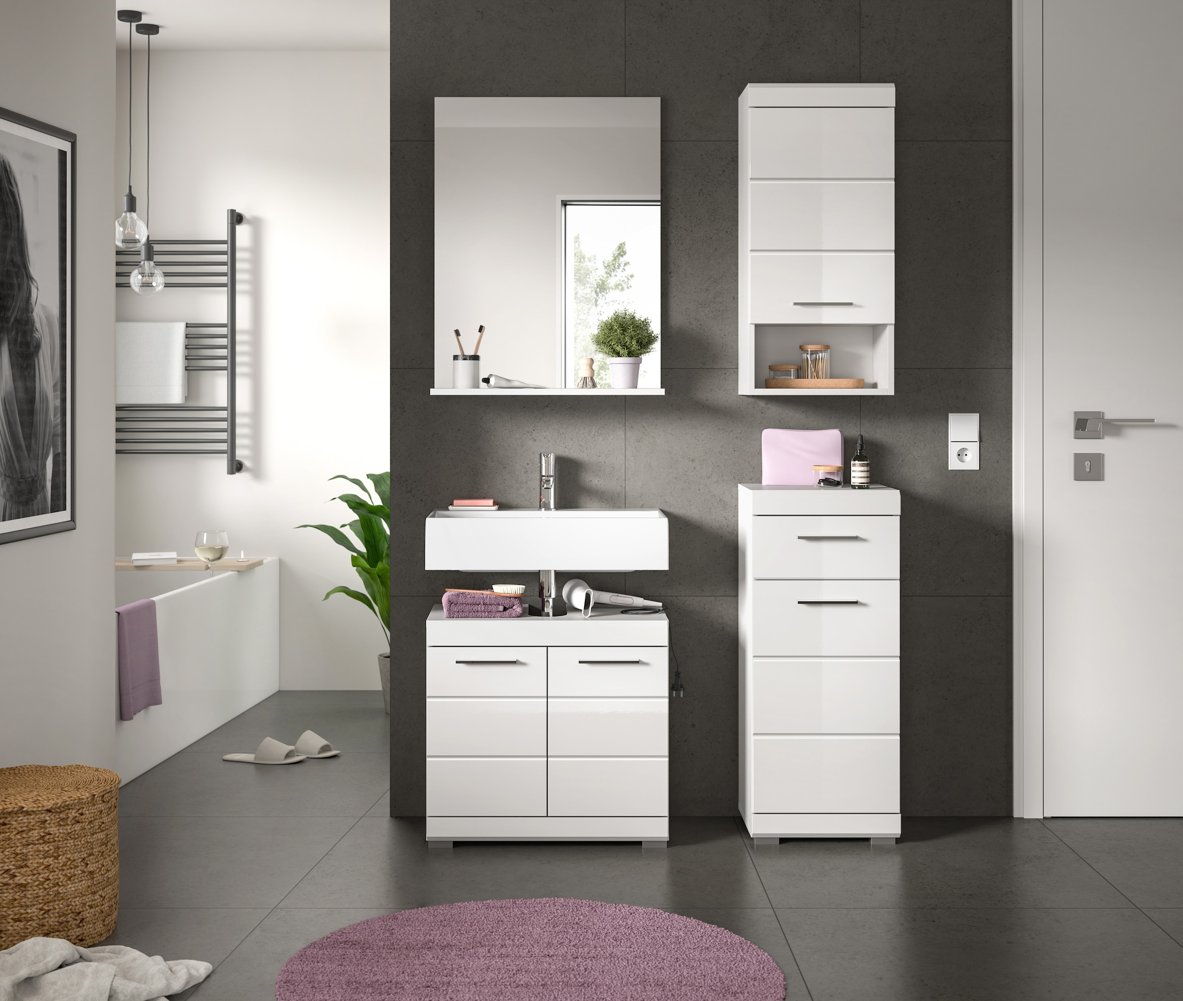 welltime Badmöbel-Set »Siena, 4 teilig, bestehend aus:« Set, TOPSELLER!, 4 Stk. tlg.