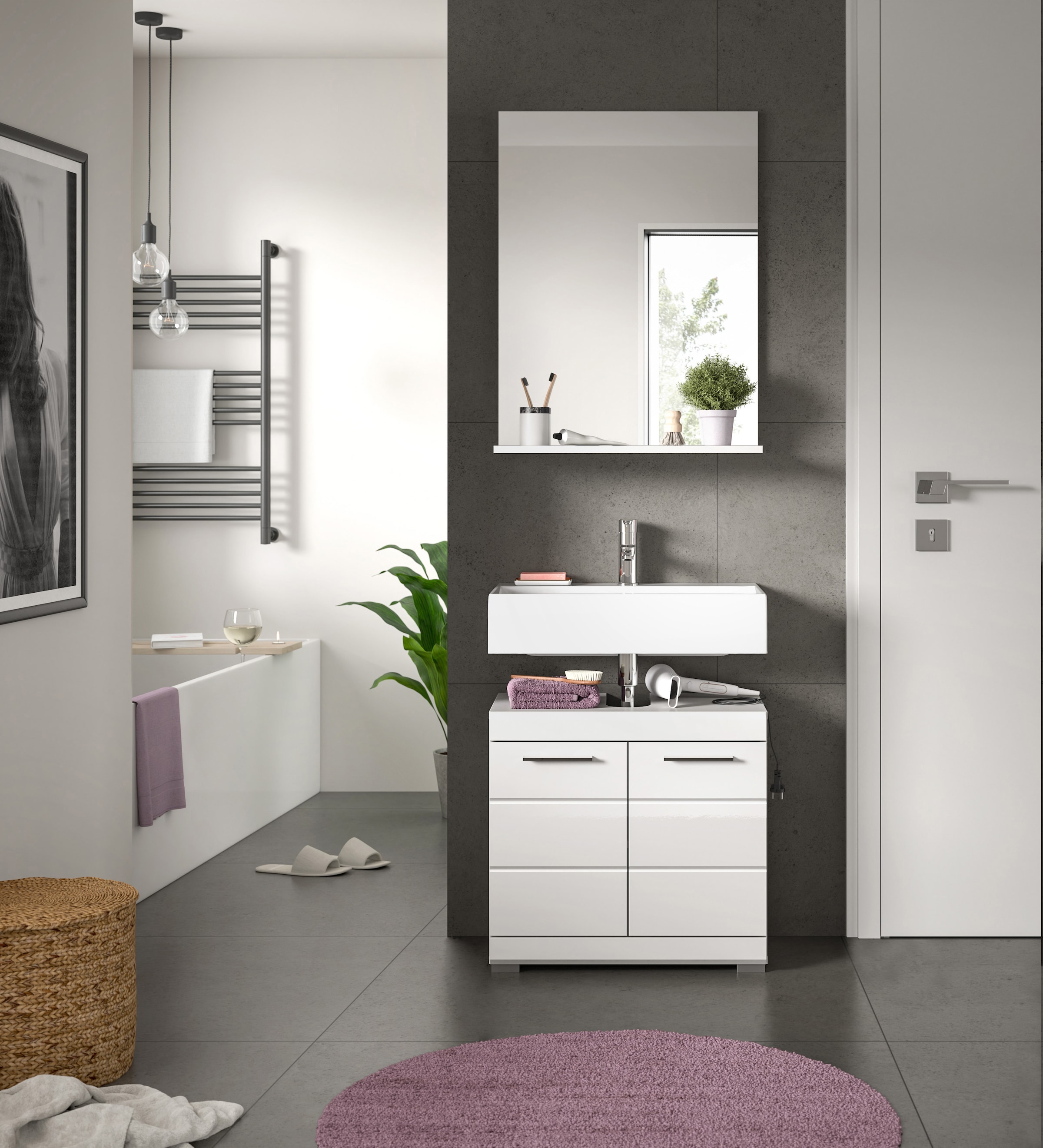 INOSIGN Badmöbel-Set »Siena, 2 teilig, bestehend aus: Waschbeckenunterschrank, Spiegel« Set, TOPSELLER!, 2 Stk. tlg.