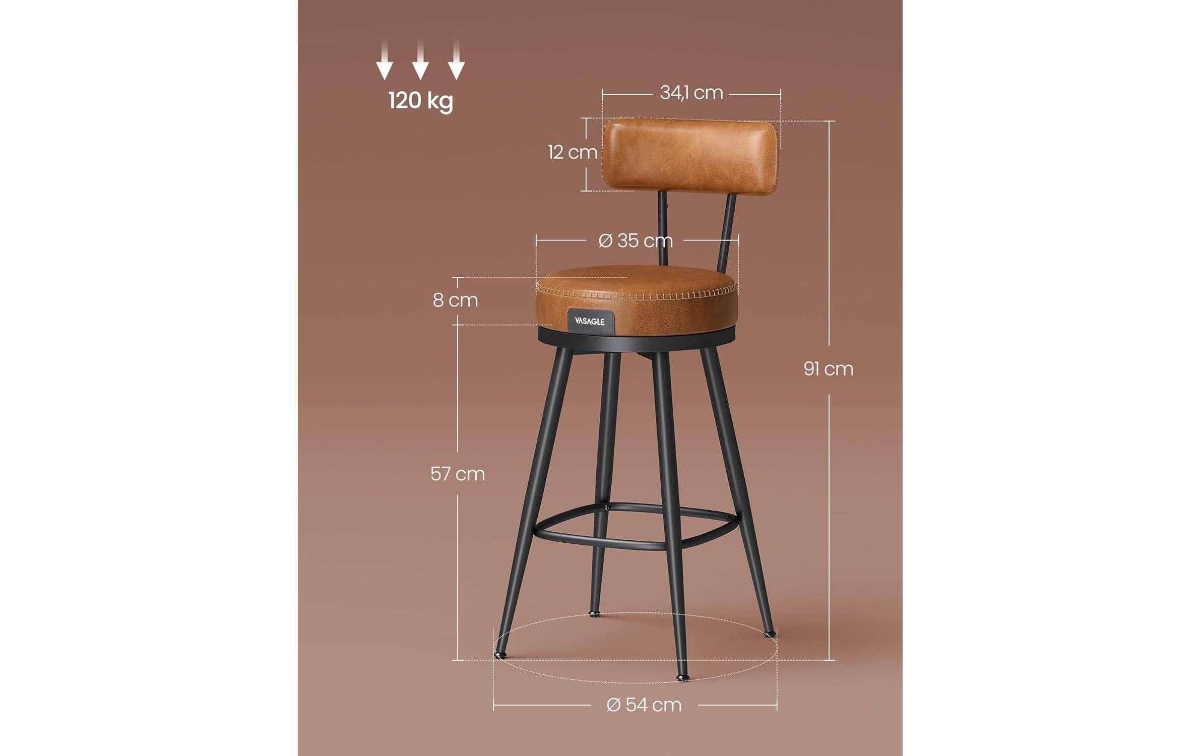 VASAGLE Tabouret de bar »2er Set 54 x 90.5 cm«