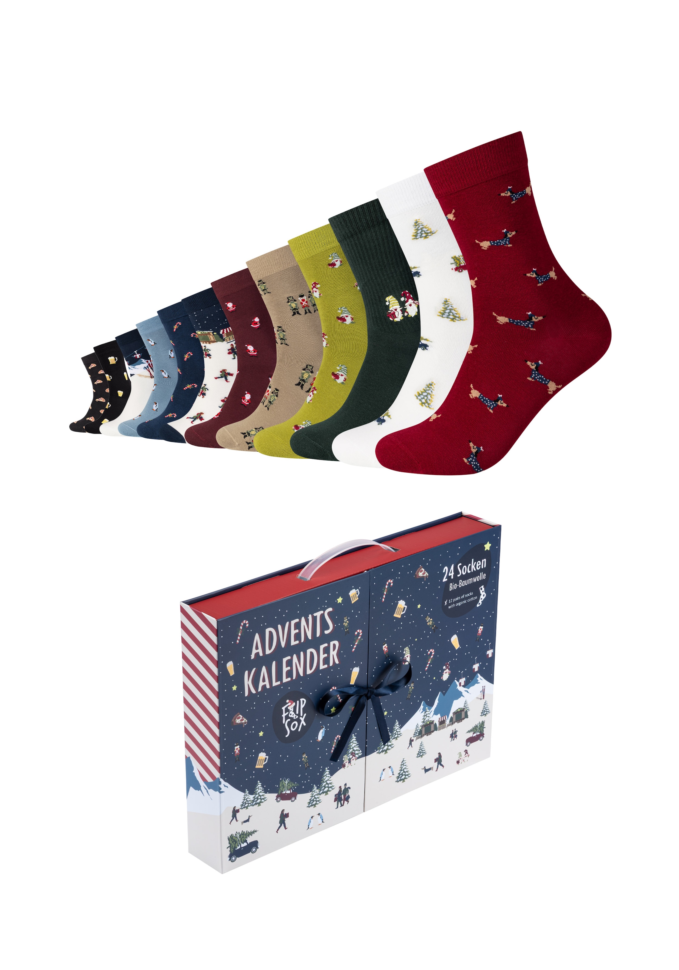 Flip Sox Chaussettes 12 paires,  mit Motivsocken, aus gekämmter Baumwolle
