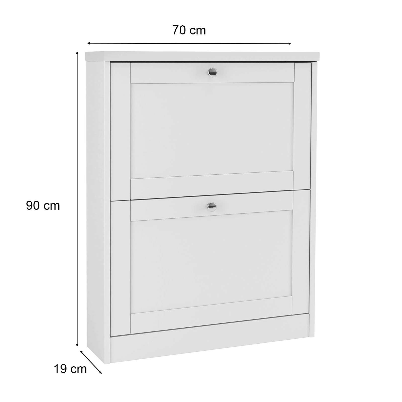 GOODproduct Armoire à chaussures »Heide« Largeur 70 cm, avec 2 volets et façade facettée