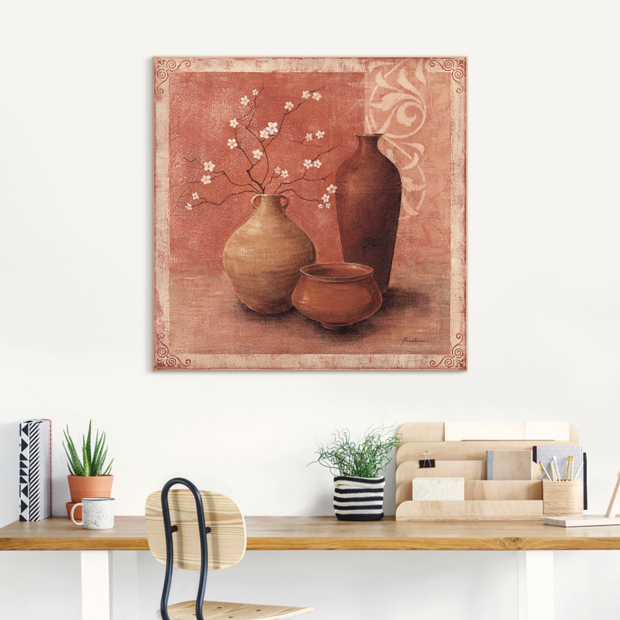 Artland Leinwandbild »Frühling im Fergana Tal« Vasen & Töpfe 1 Stk. tlg. auf Holzrahmen gespannt