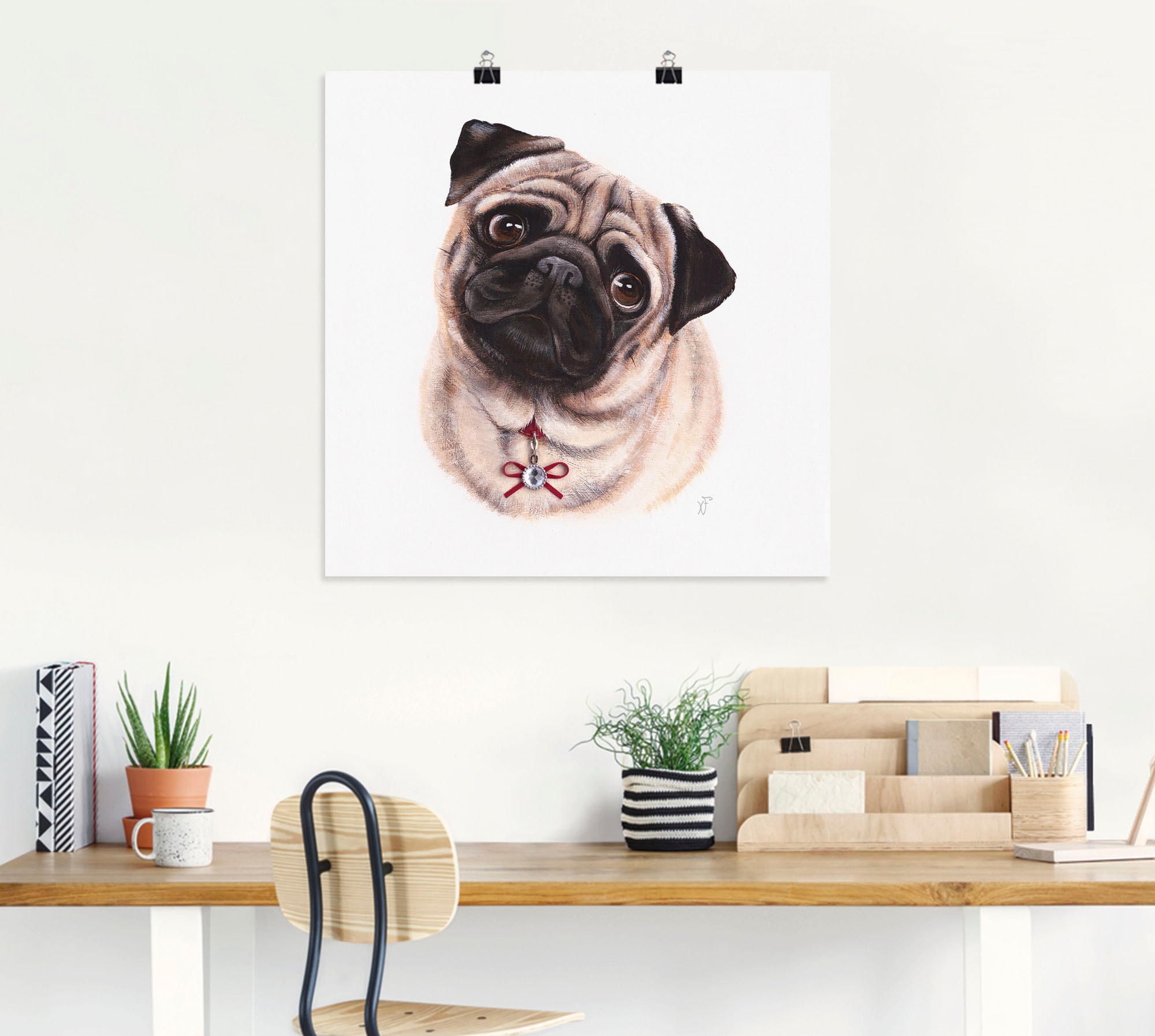 Artland Poster »Mops mit Diamanten« Hundebilder 1 Stk. tlg. als Alubild, Outdoorbild, Poster in verschied. Grössen