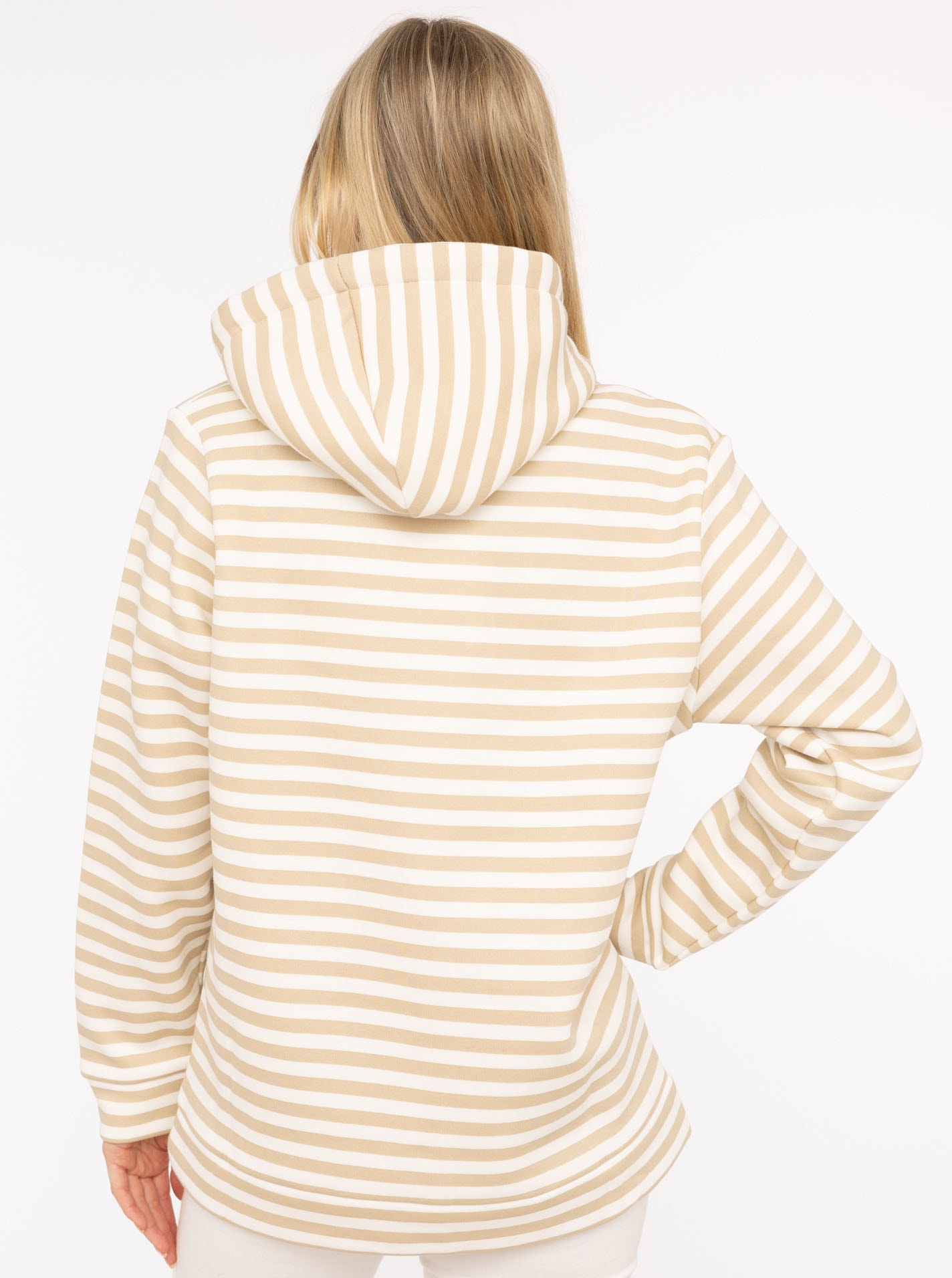 Zwillingsherz Sweat à capuche »"Streifen Smile"«, gestreift, grosse "SMILE"- Stickerei, Kängurutasche
