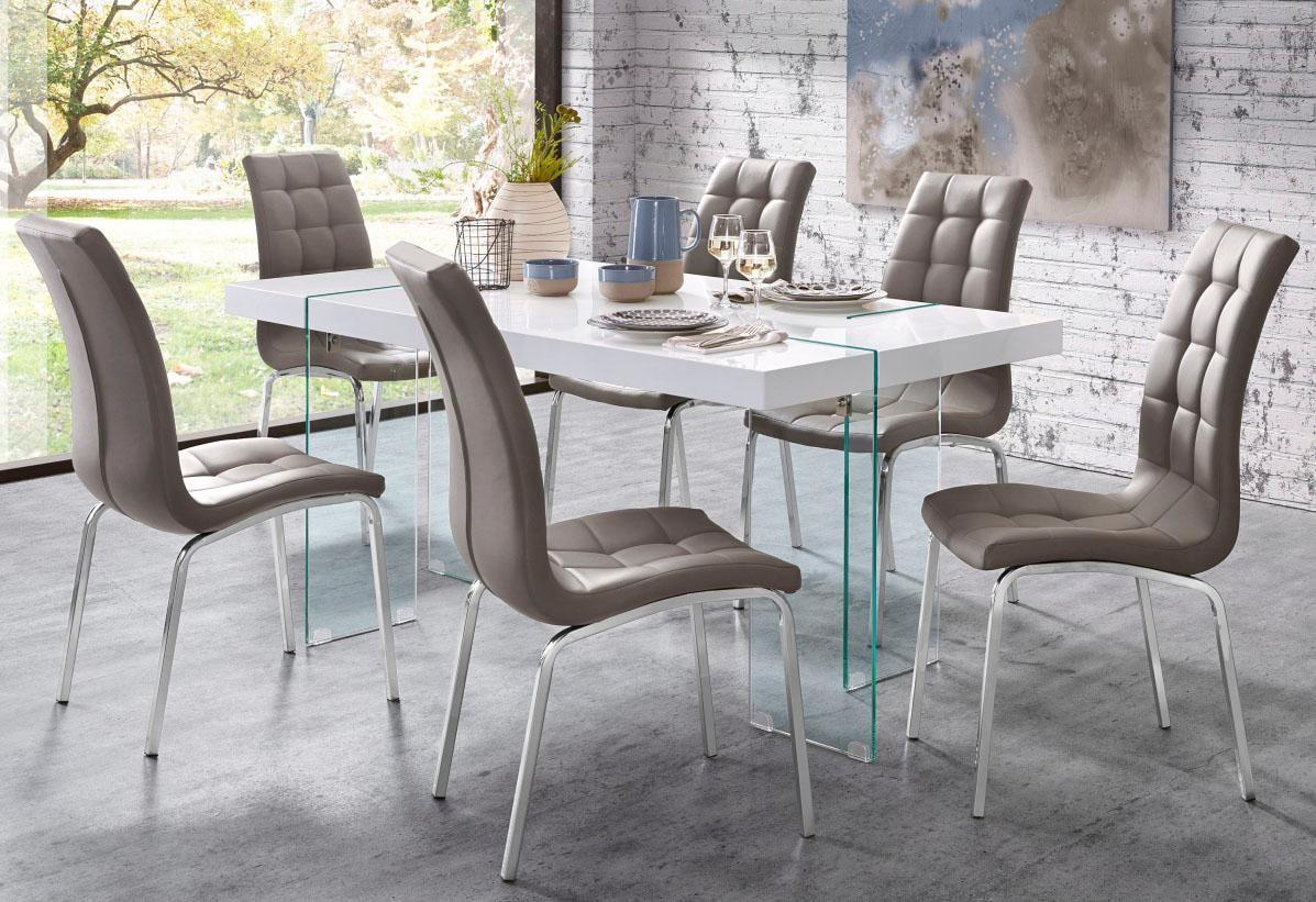 INOSIGN Chaise à 4 pieds »Lila« (Set) 2 cuis(2 Stück) Bezug in Kunstleder, verchromtes Metallgestell