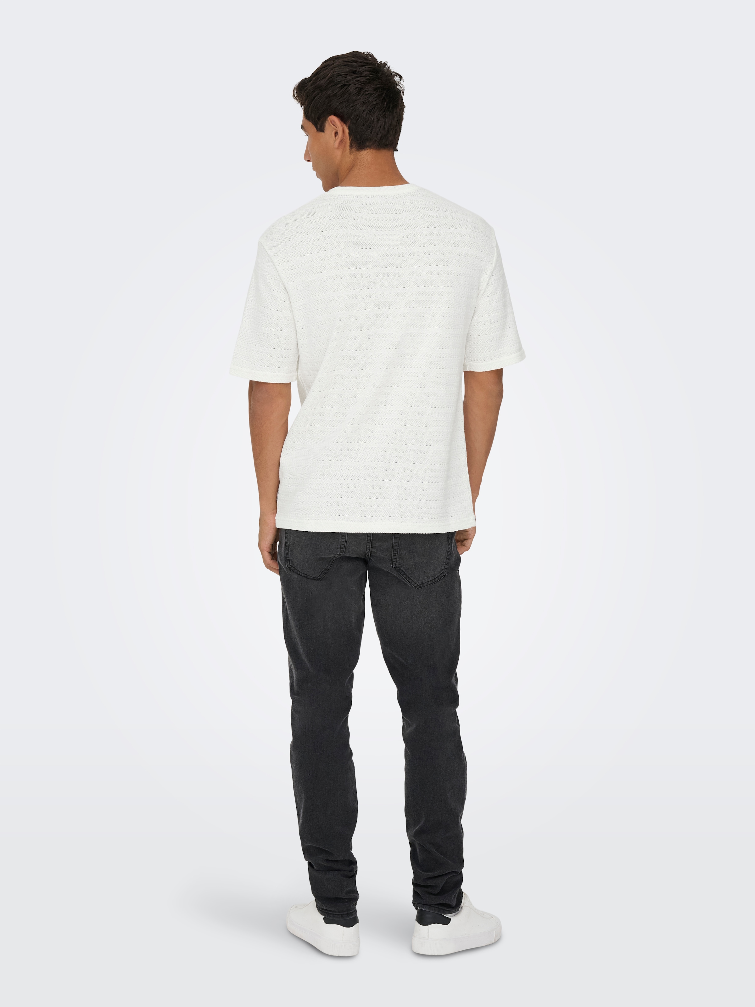 ONLY & SONS Pull à col rond »ONSGIVO REG 12 SS CREW KNIT NOOS« Coton, manches courtes, coupe normale